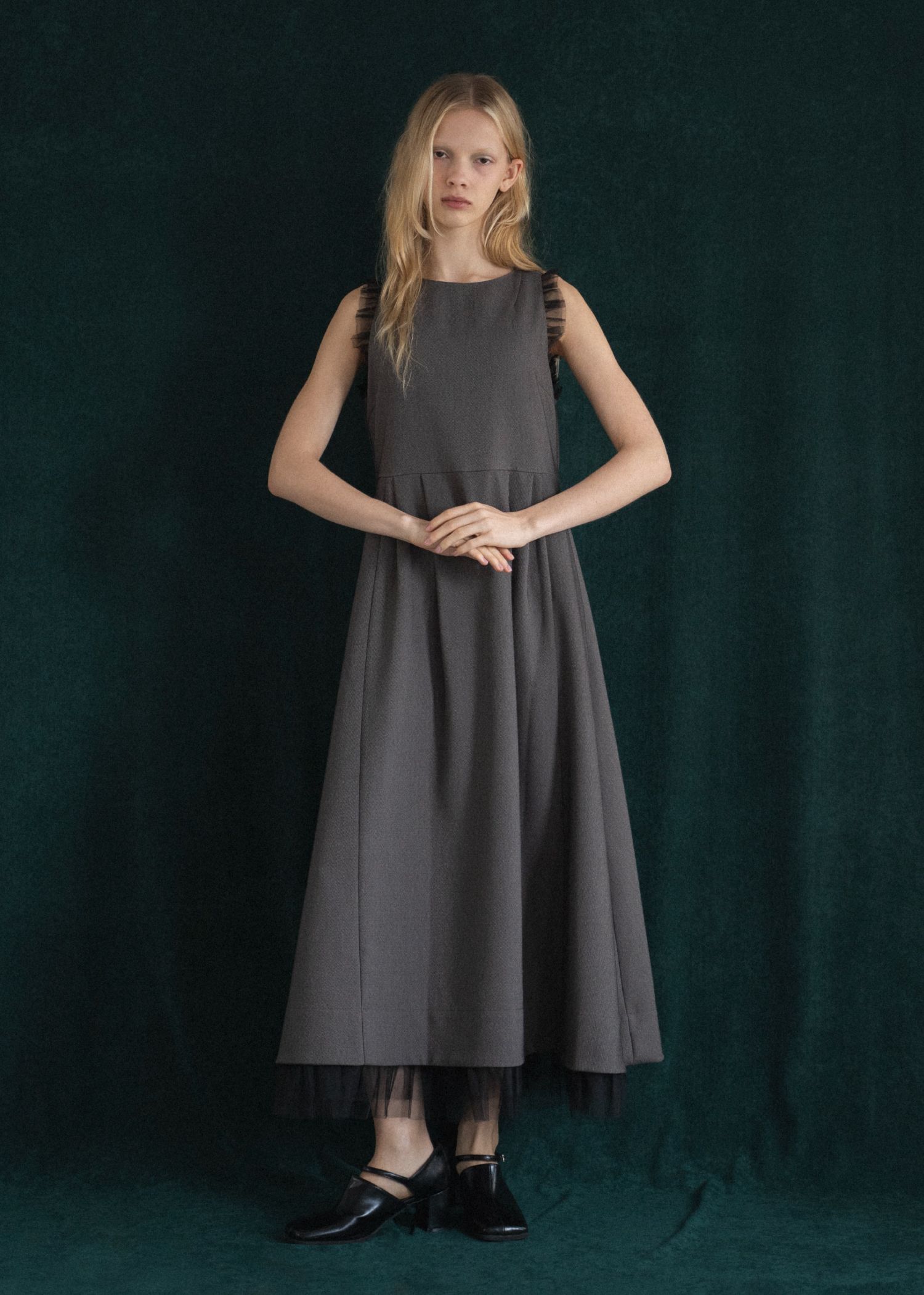 nosleeve hem tiered tulle kersey OP