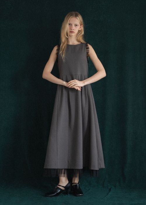nosleeve hem tiered tulle kersey OP