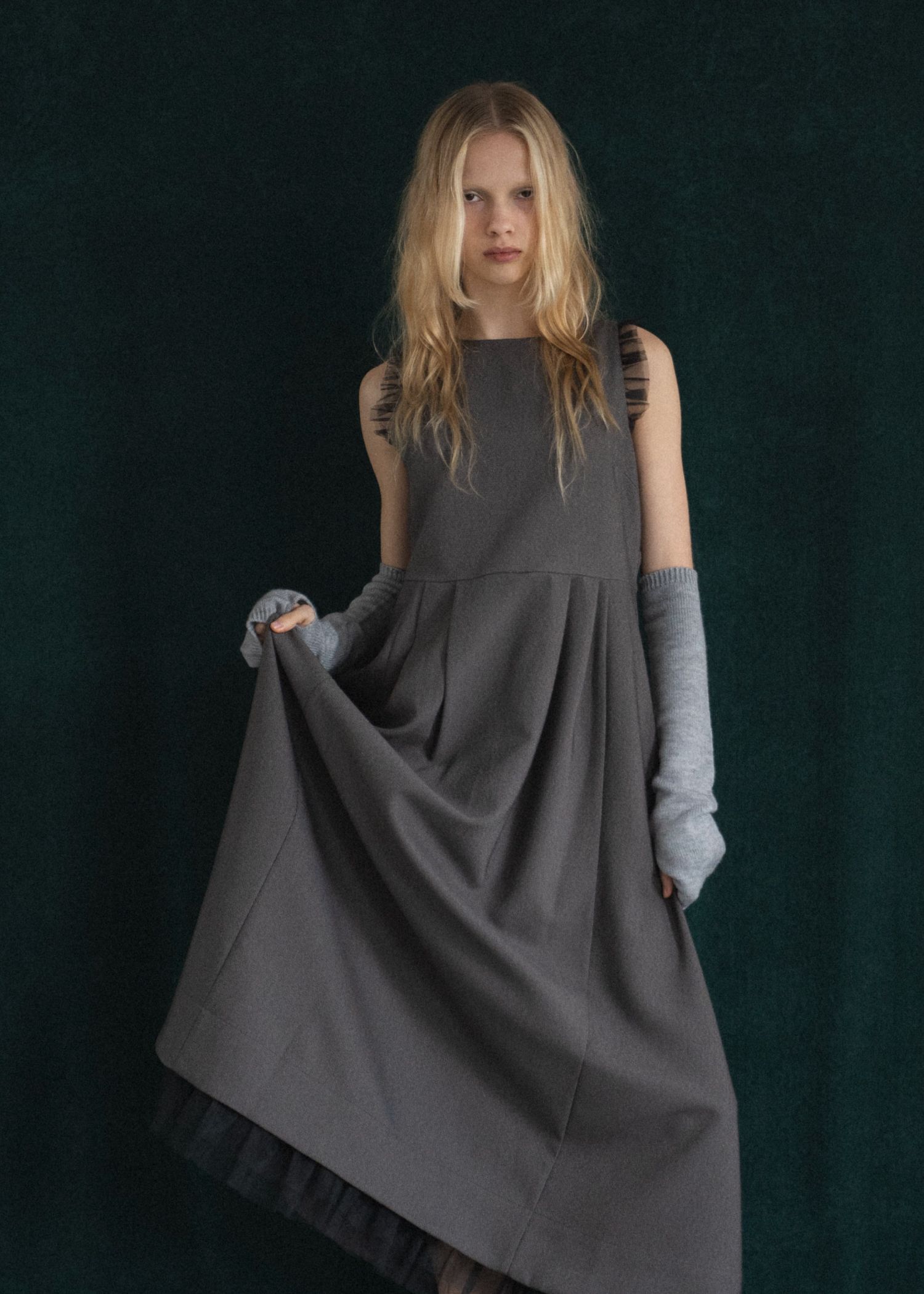 nosleeve hem tiered tulle kersey OP