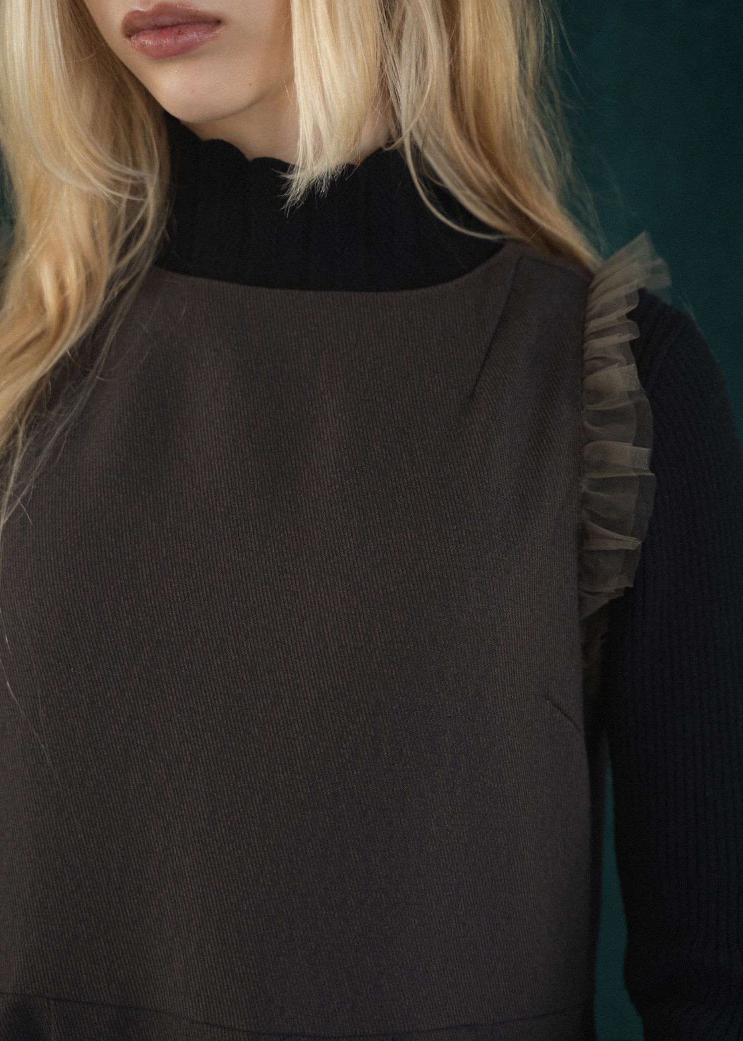 nosleeve hem tiered tulle kersey OP