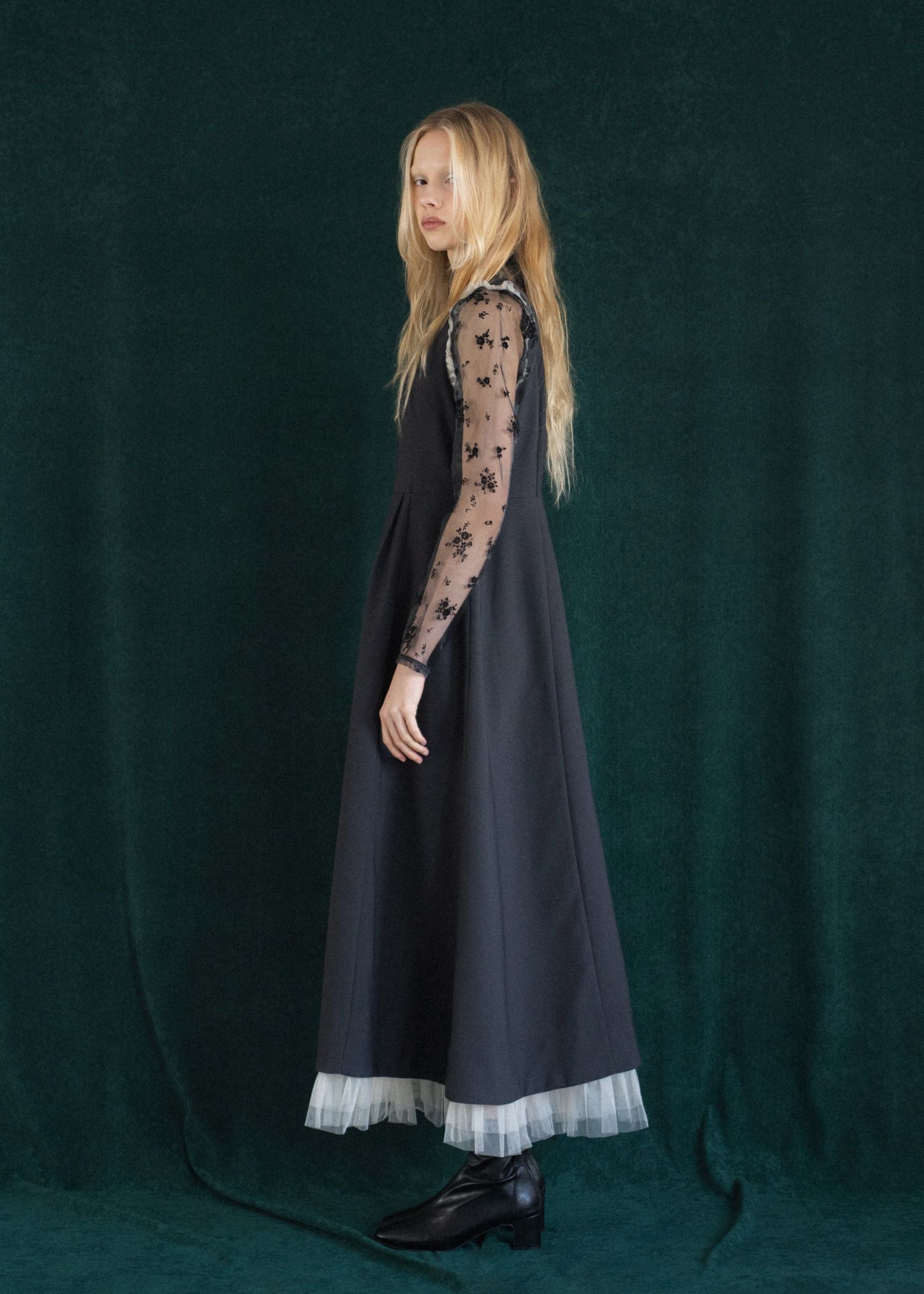 nosleeve hem tiered tulle kersey OP