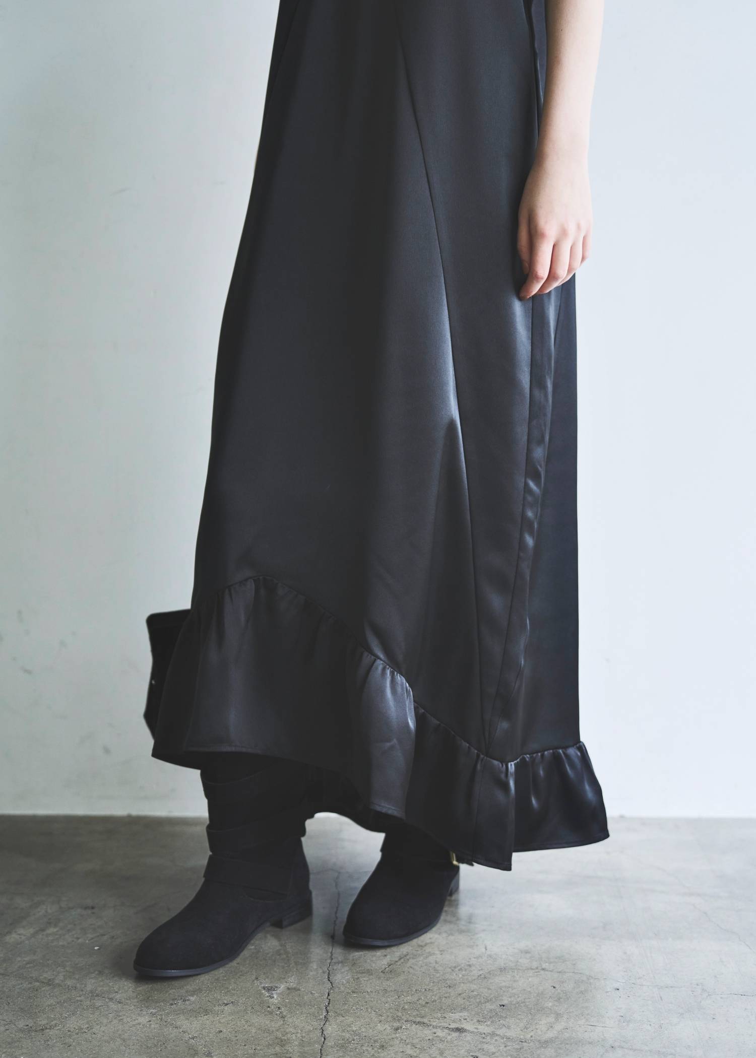 hem flare bicolor lace camisole OP