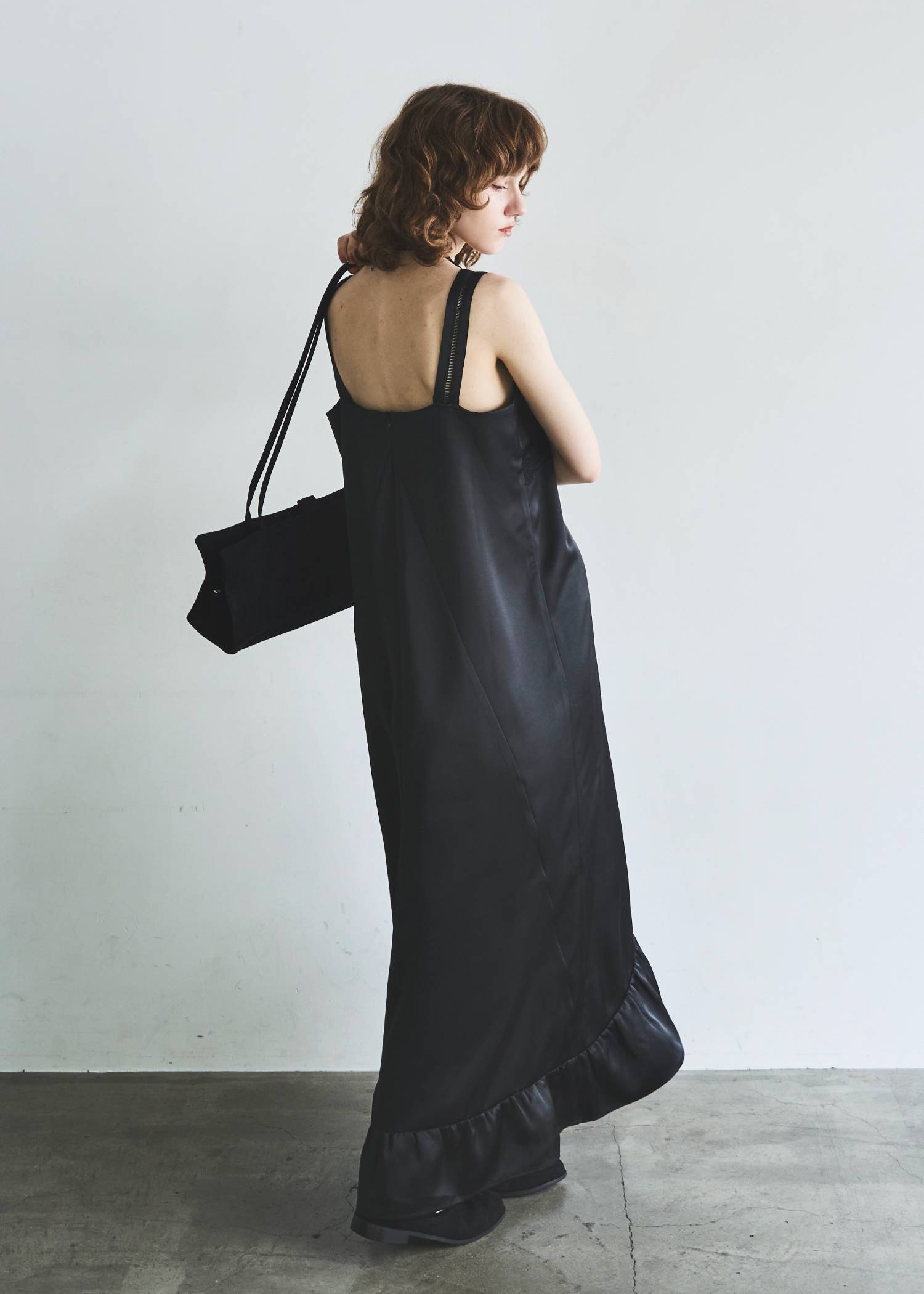 hem flare bicolor lace camisole OP