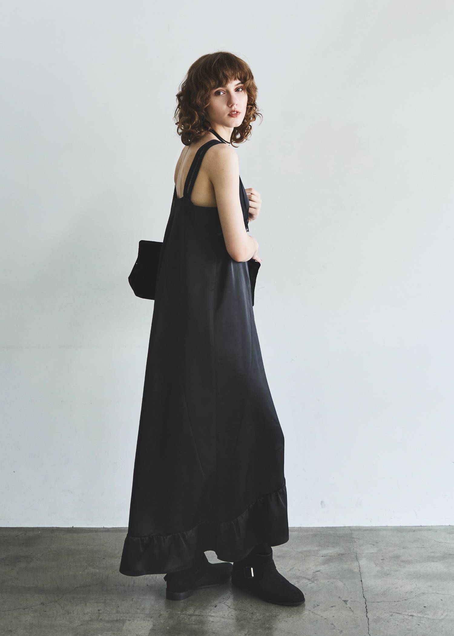 hem flare bicolor lace camisole OP