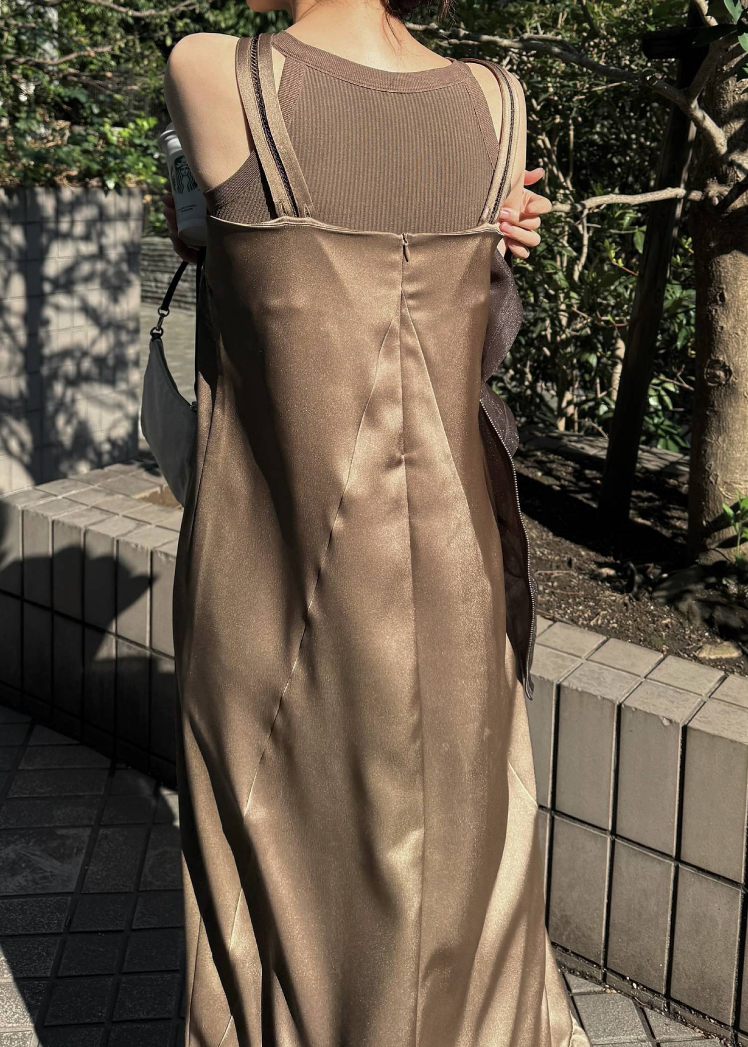 hem flare bicolor lace camisole OP