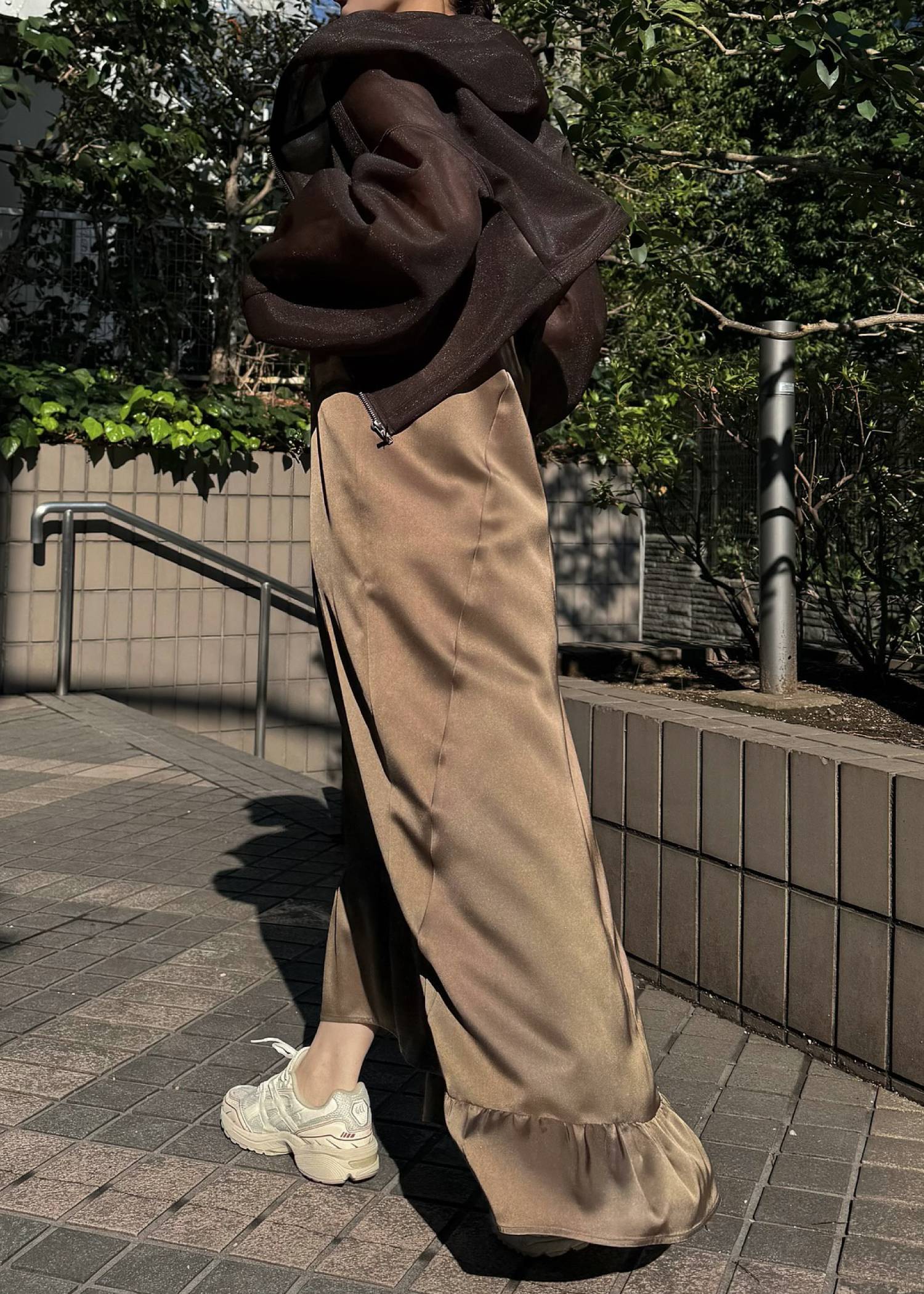 hem flare bicolor lace camisole OP