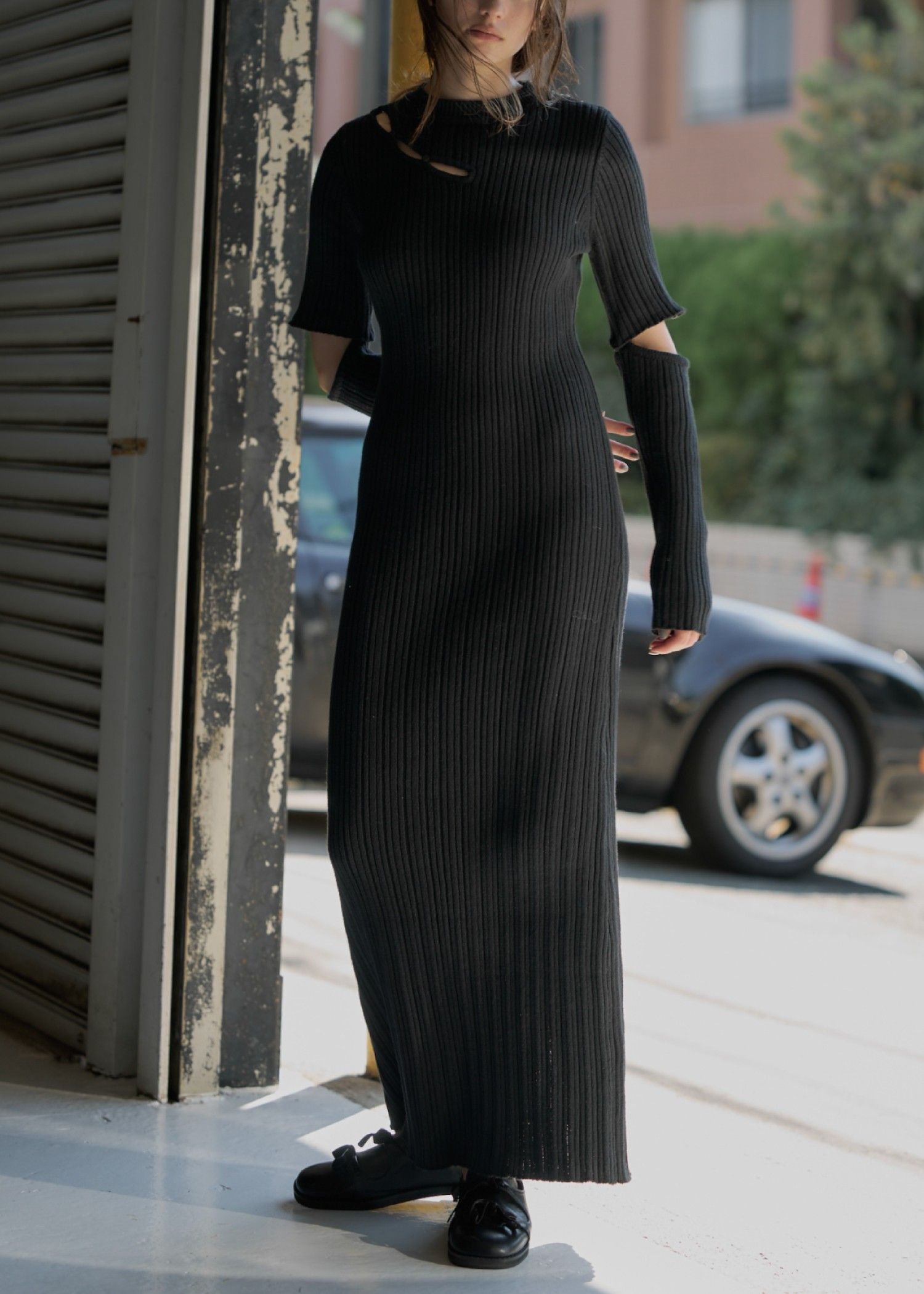 random rib removable sleeve knit OP