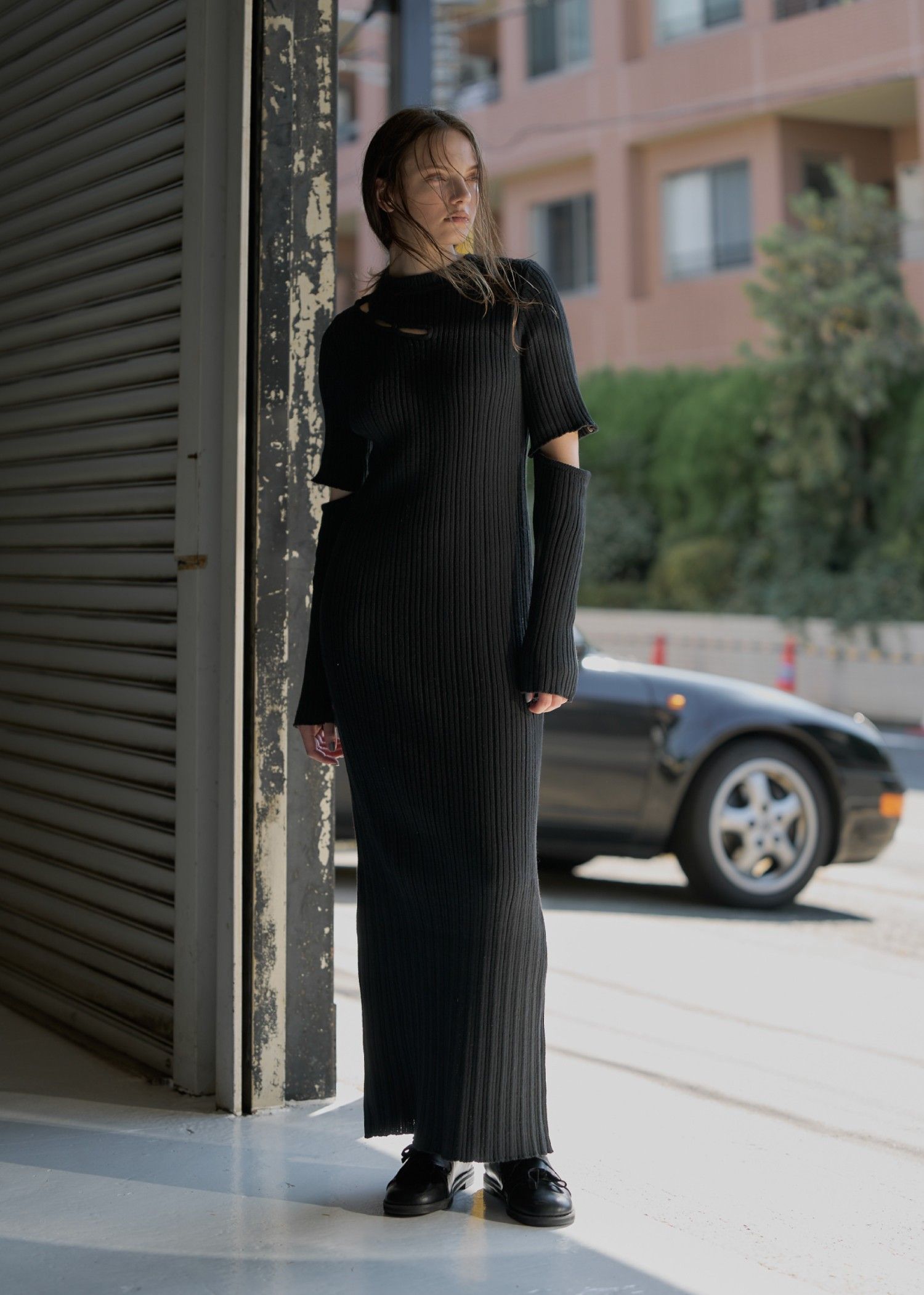 random rib removable sleeve knit OP