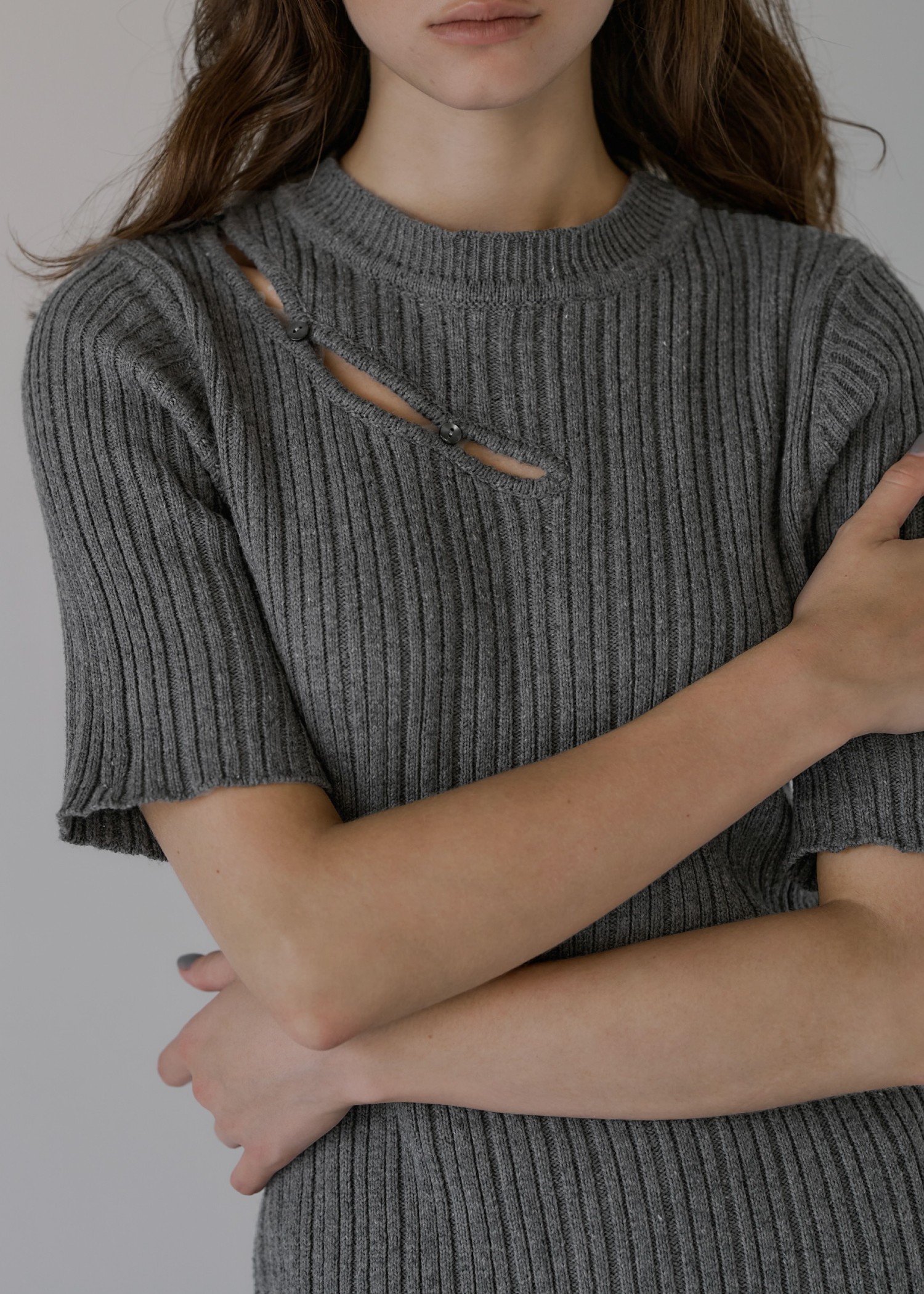 random rib removable sleeve knit OP