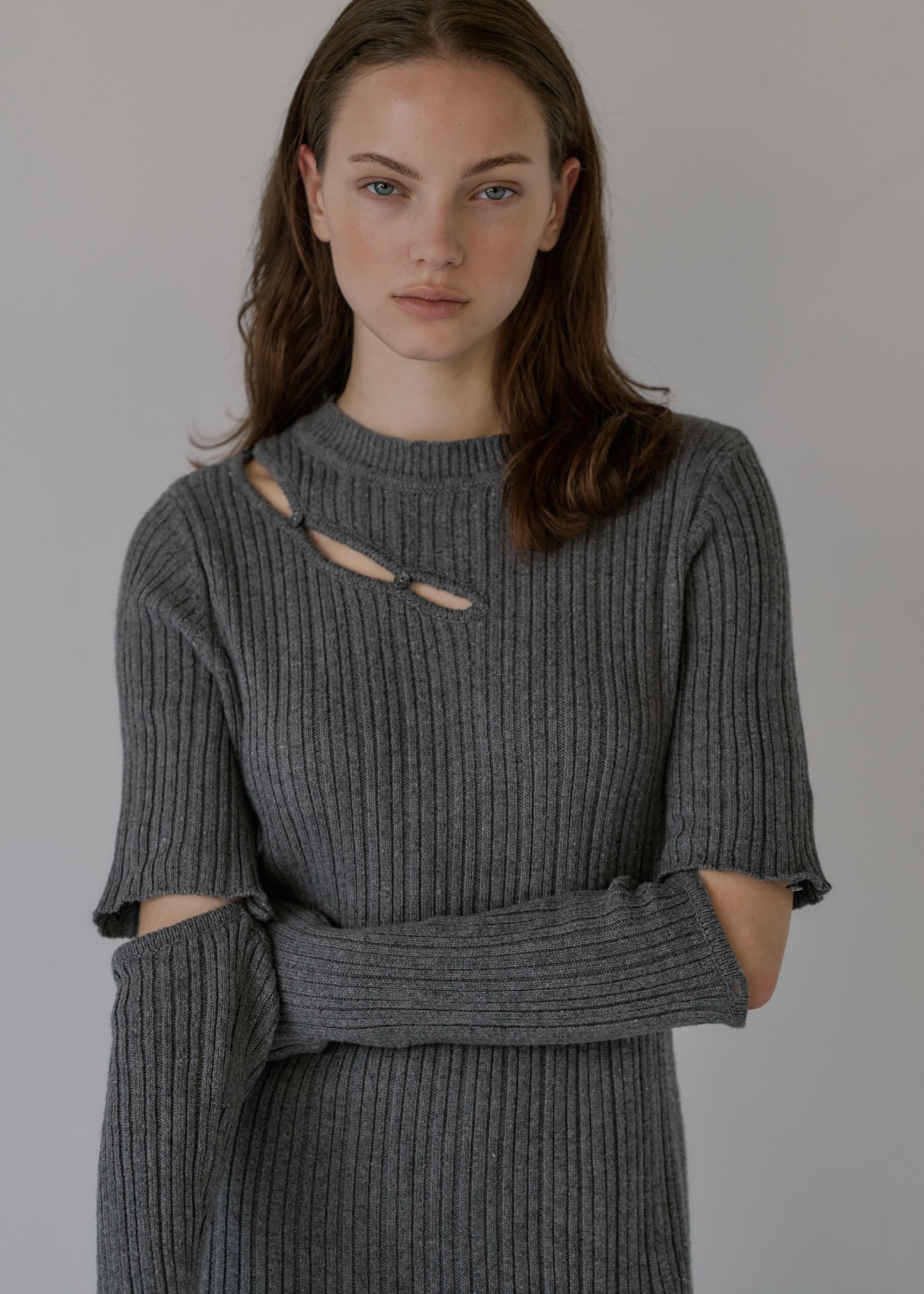 random rib removable sleeve knit OP