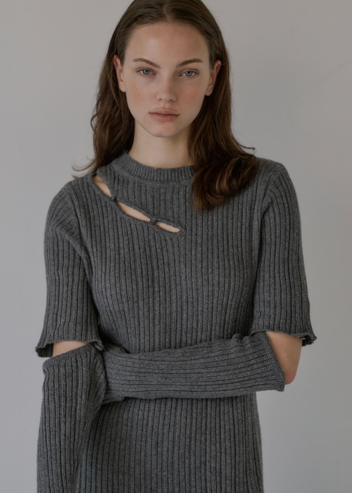 random rib removable sleeve knit OP
