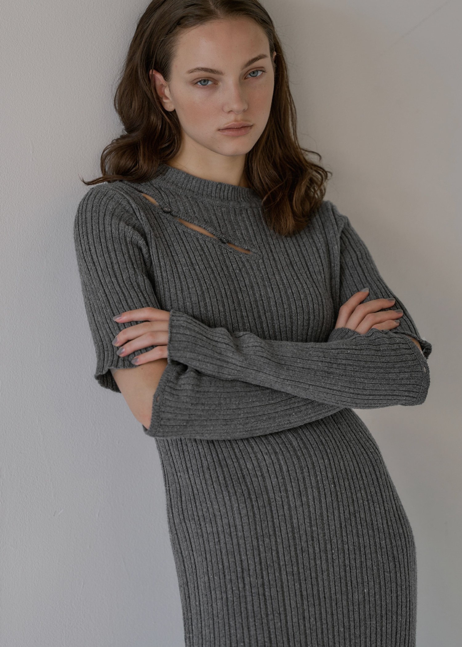 random rib removable sleeve knit OP