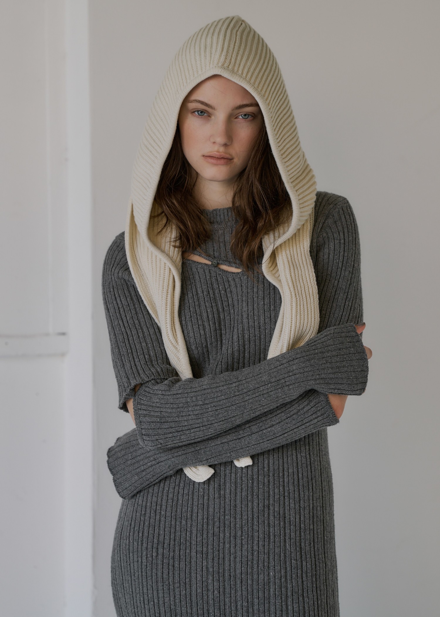 random rib removable sleeve knit OP