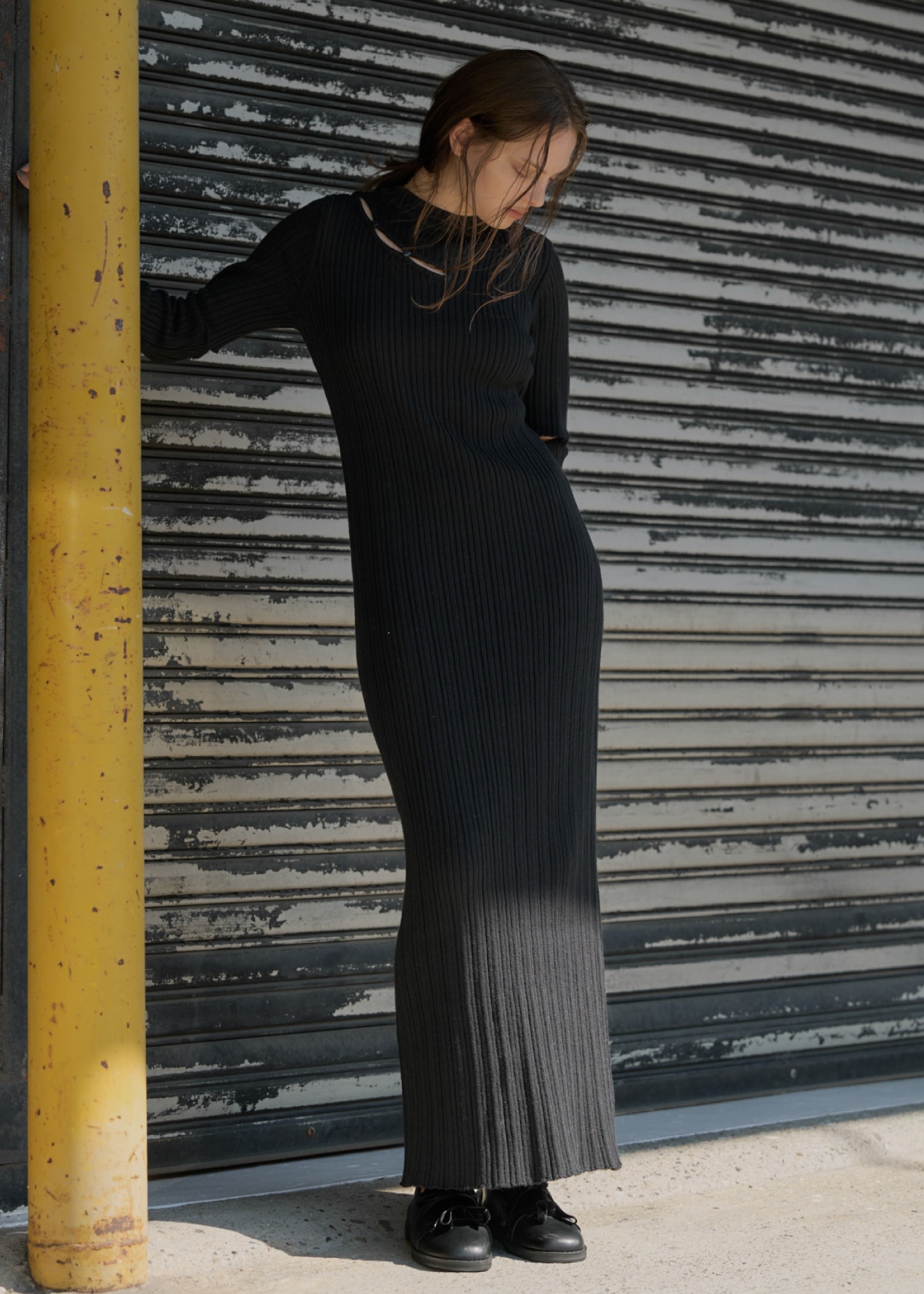 random rib removable sleeve knit OP