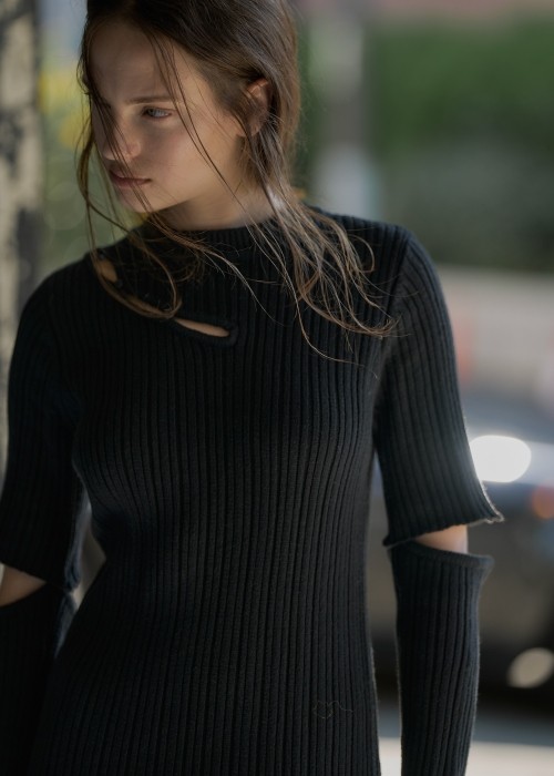 random rib removable sleeve knit OP
