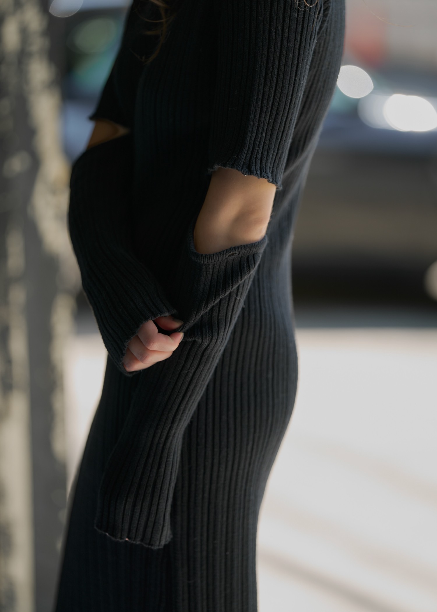 random rib removable sleeve knit OP