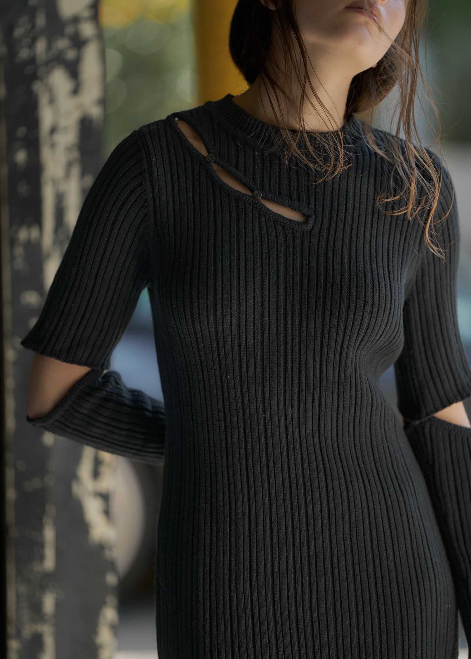 random rib removable sleeve knit OP