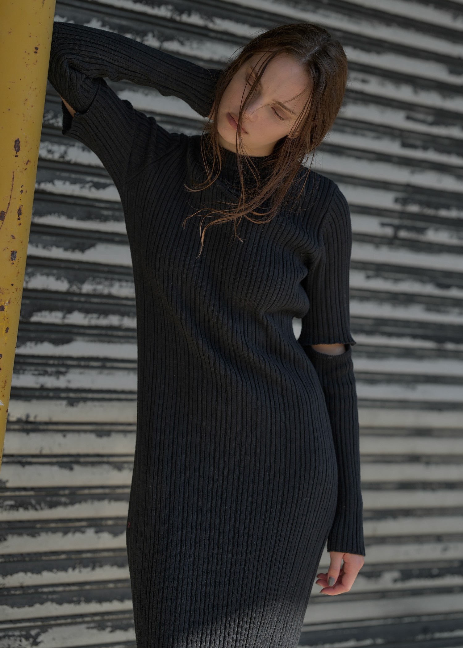 random rib removable sleeve knit OP