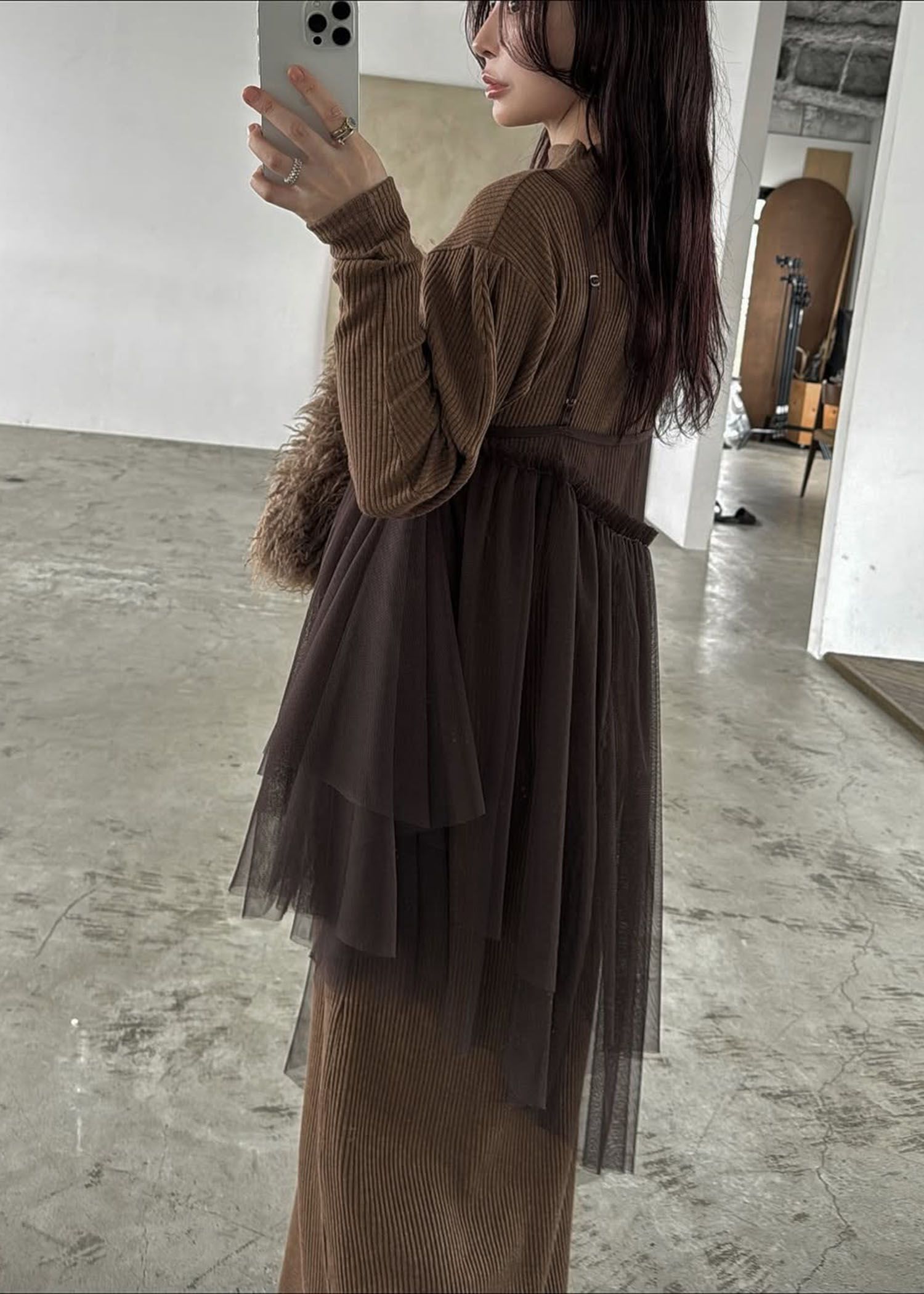 asymmetry layered tulle cami OP