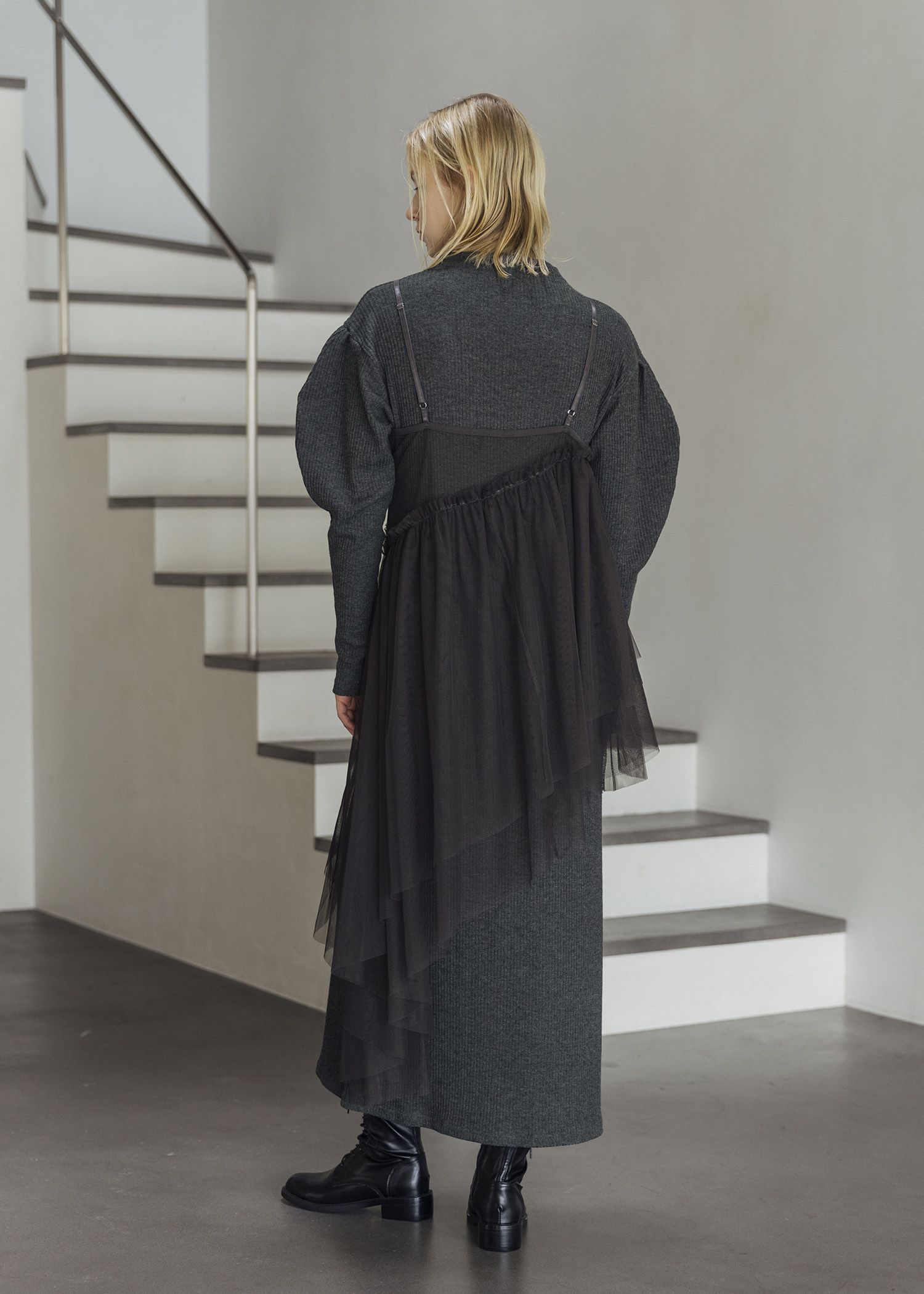 asymmetry layered tulle cami OP