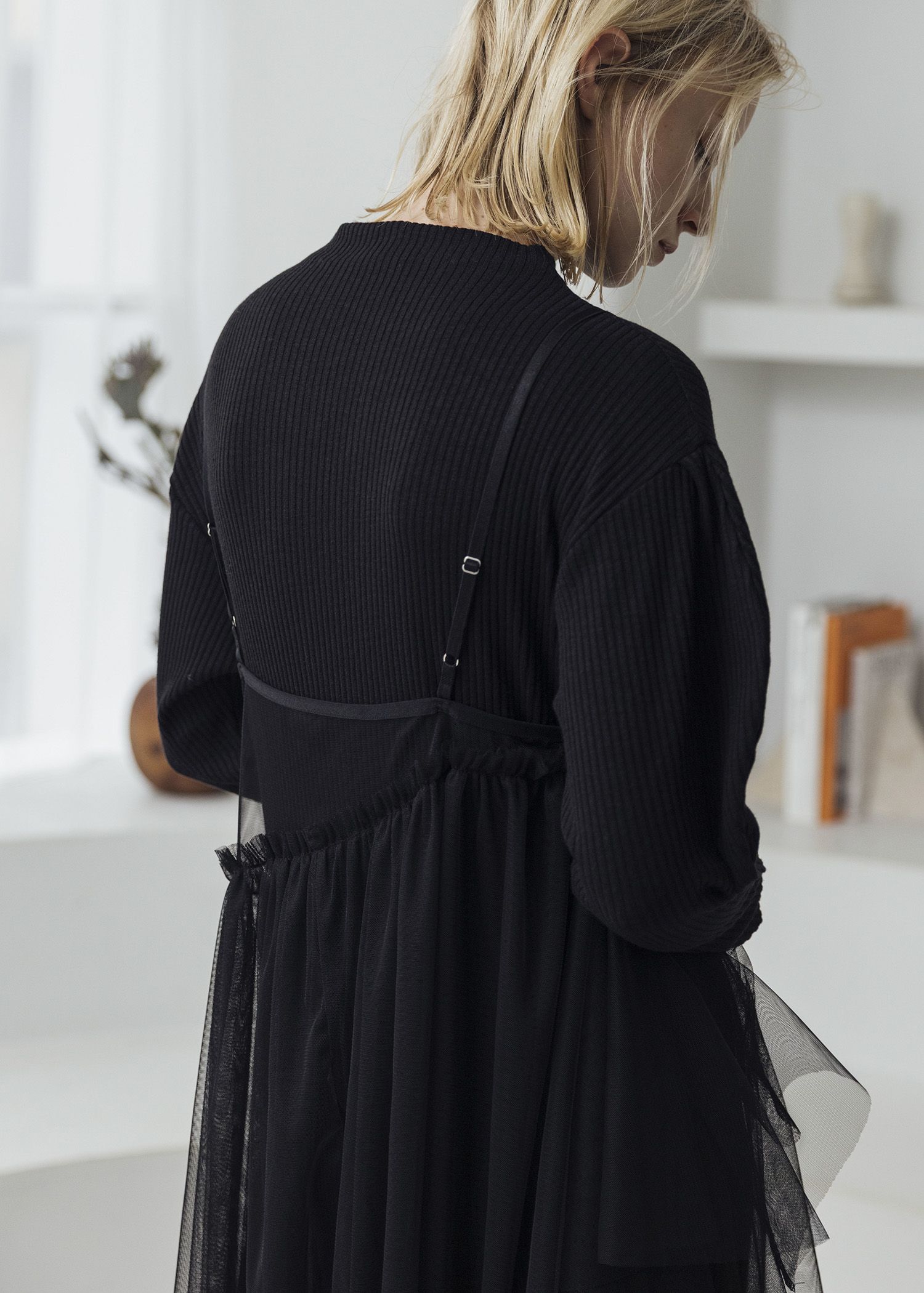 asymmetry layered tulle cami OP