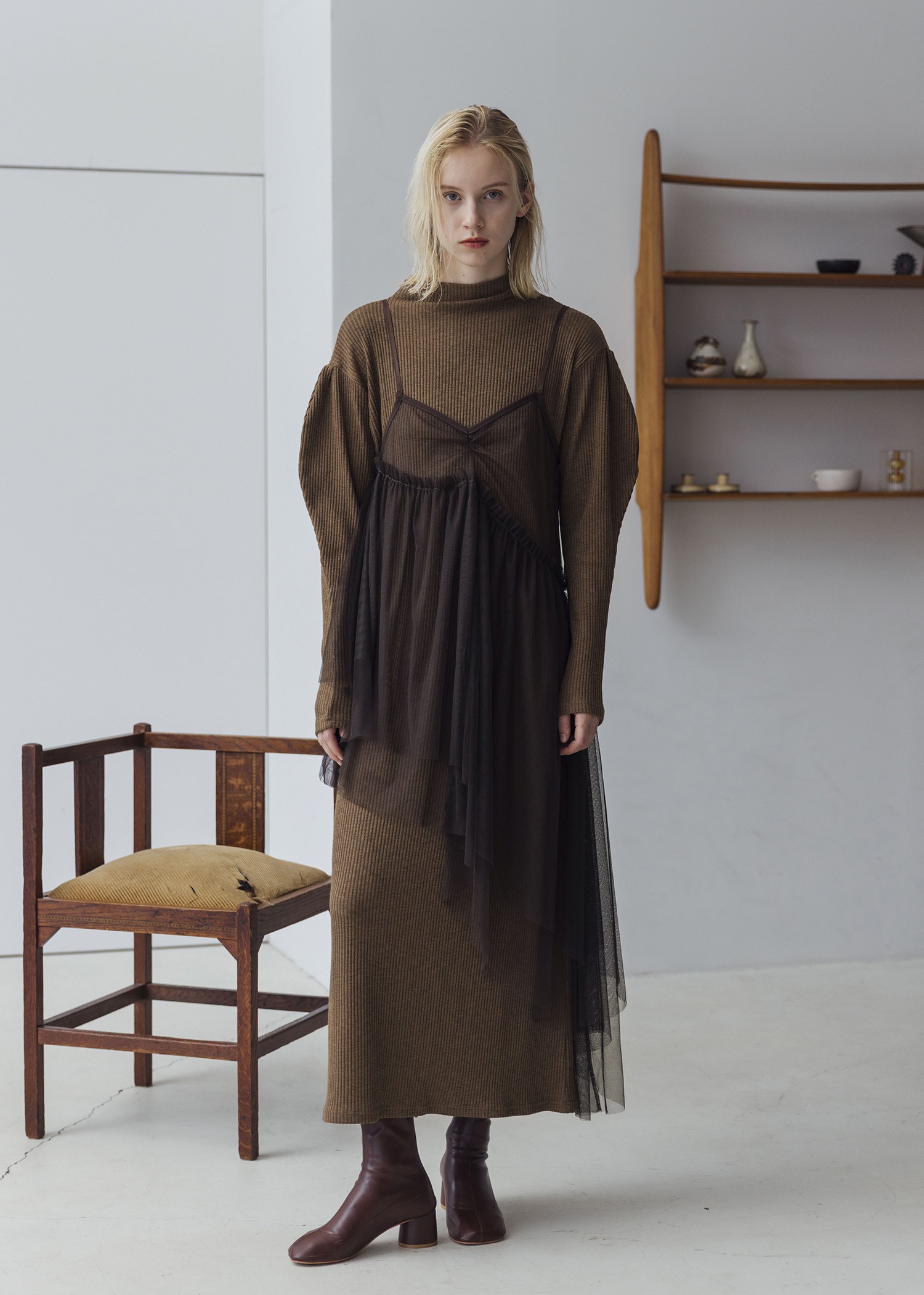 asymmetry layered tulle cami OP