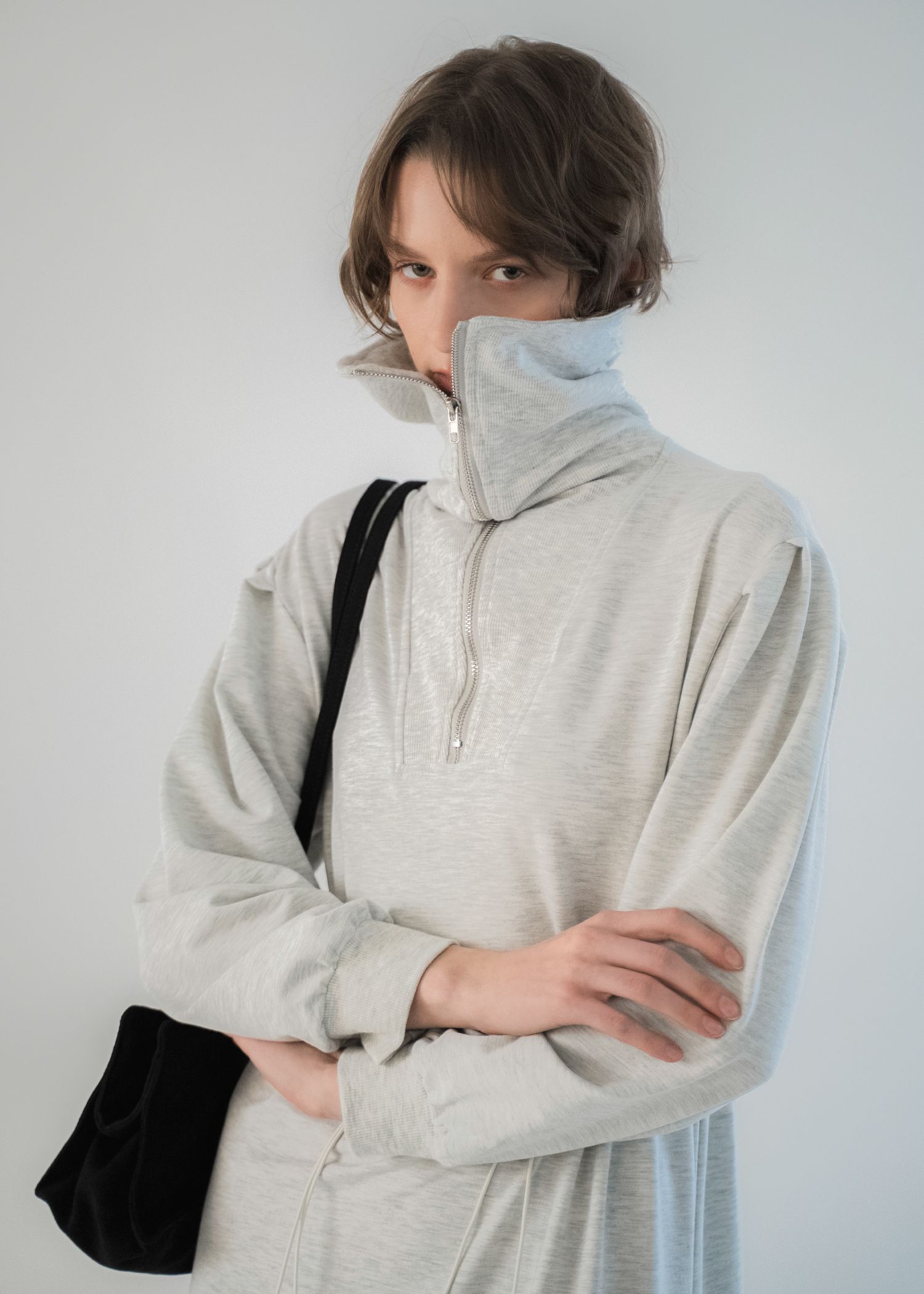 half zip waist drawstring sweat OP