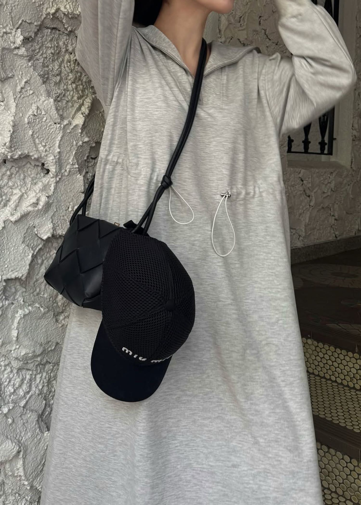 half zip waist drawstring sweat OP