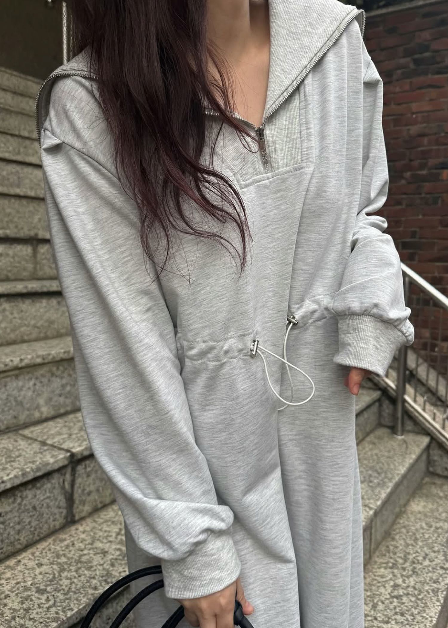 half zip waist drawstring sweat OP