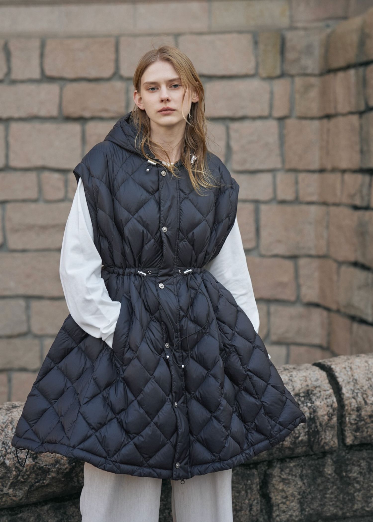 【TAION × WILLFULLY】removable sleeve quilting down coat