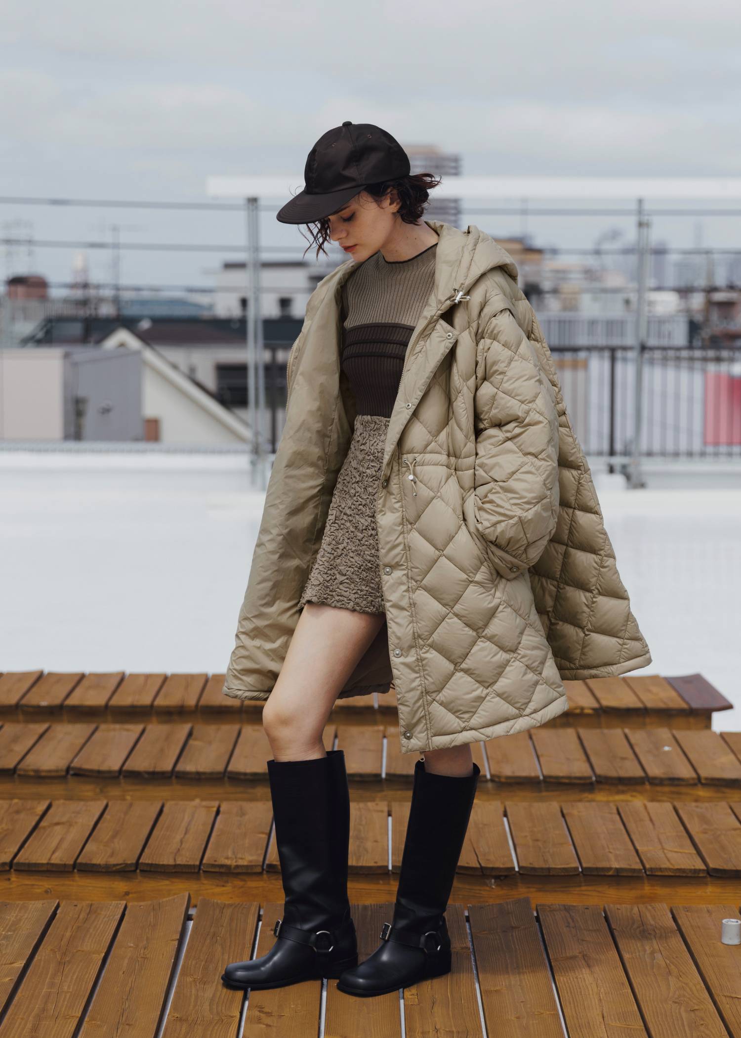 【TAION × WILLFULLY】removable sleeve quilting down coat