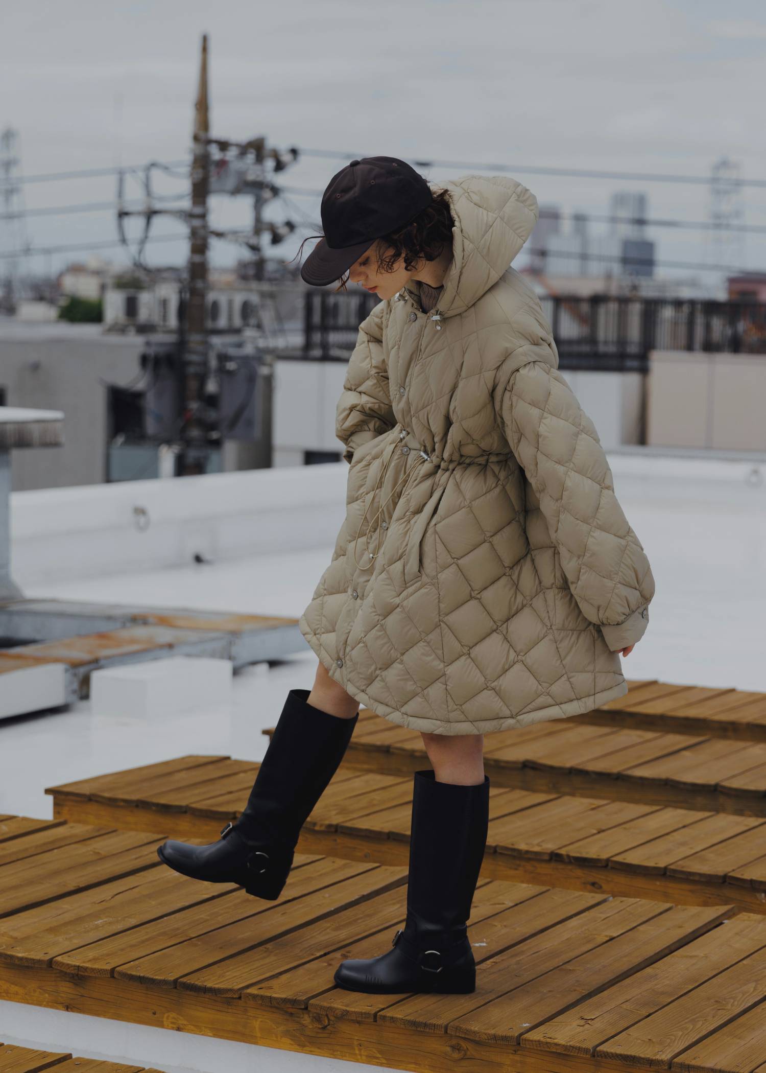 【TAION × WILLFULLY】removable sleeve quilting down coat