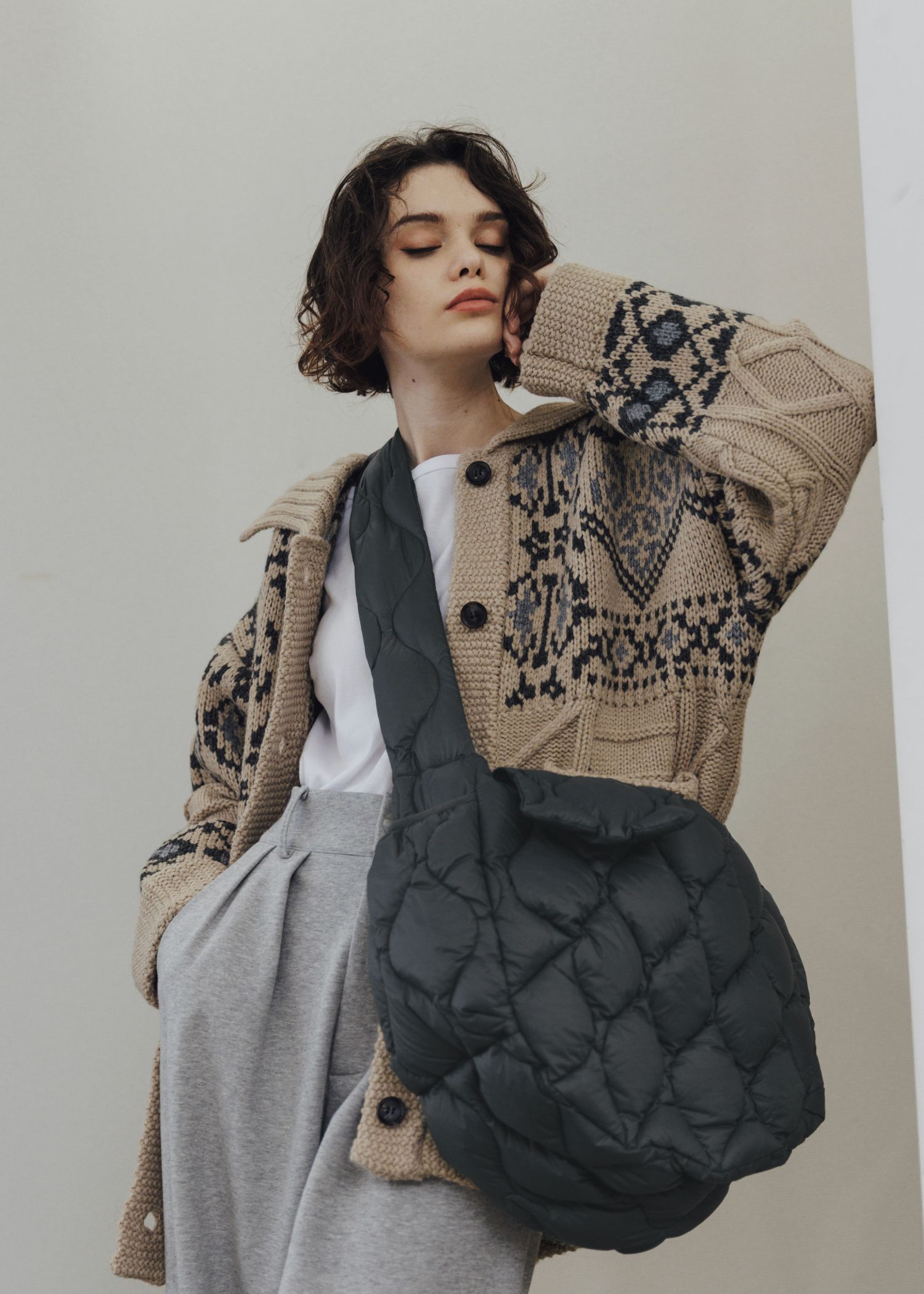 nordic pattern knit cowichan jacket