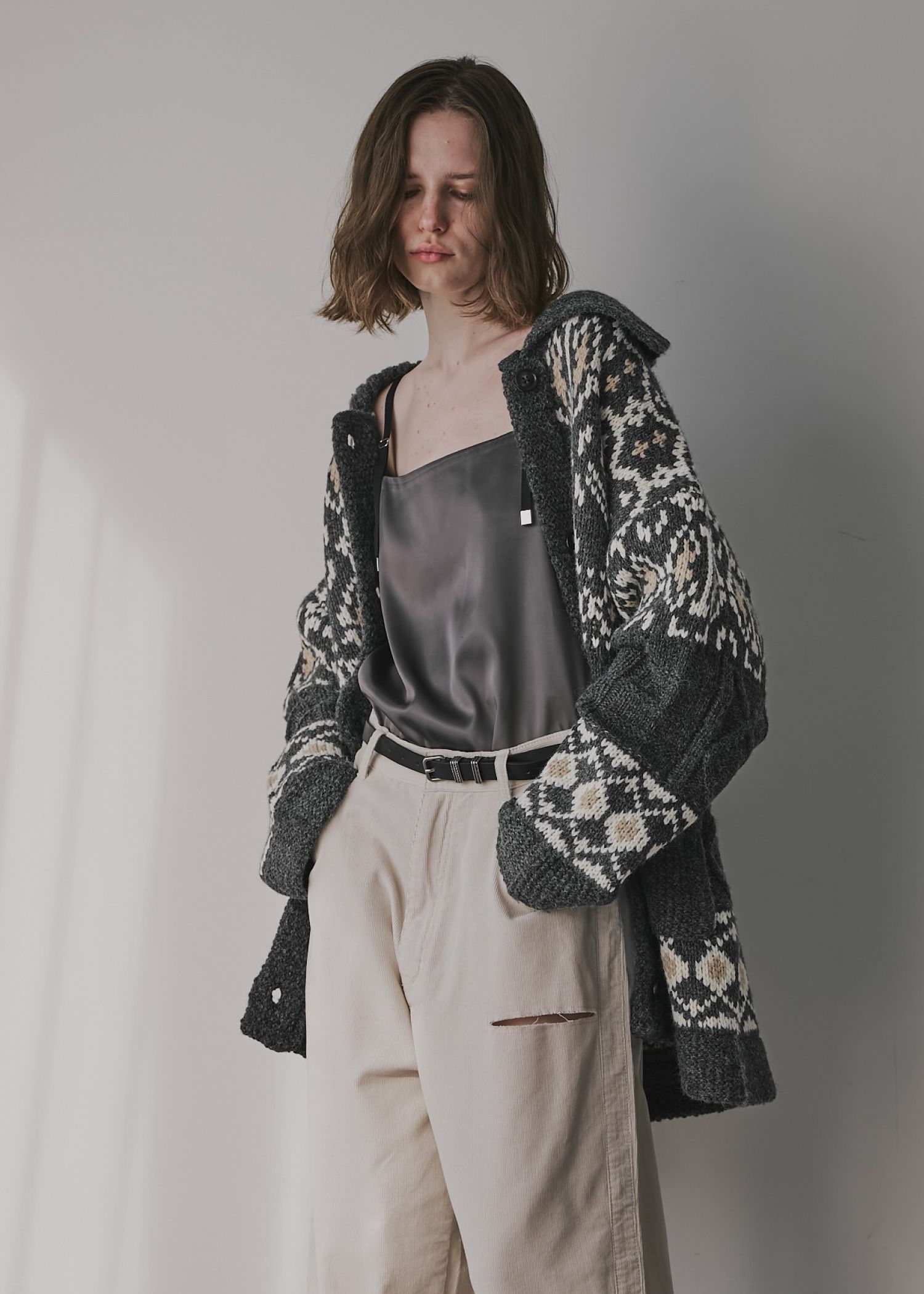 nordic pattern knit cowichan jacket