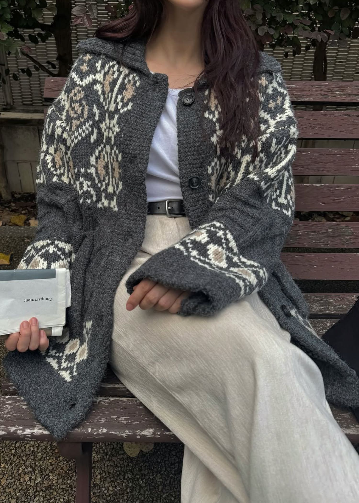 nordic pattern knit cowichan jacket