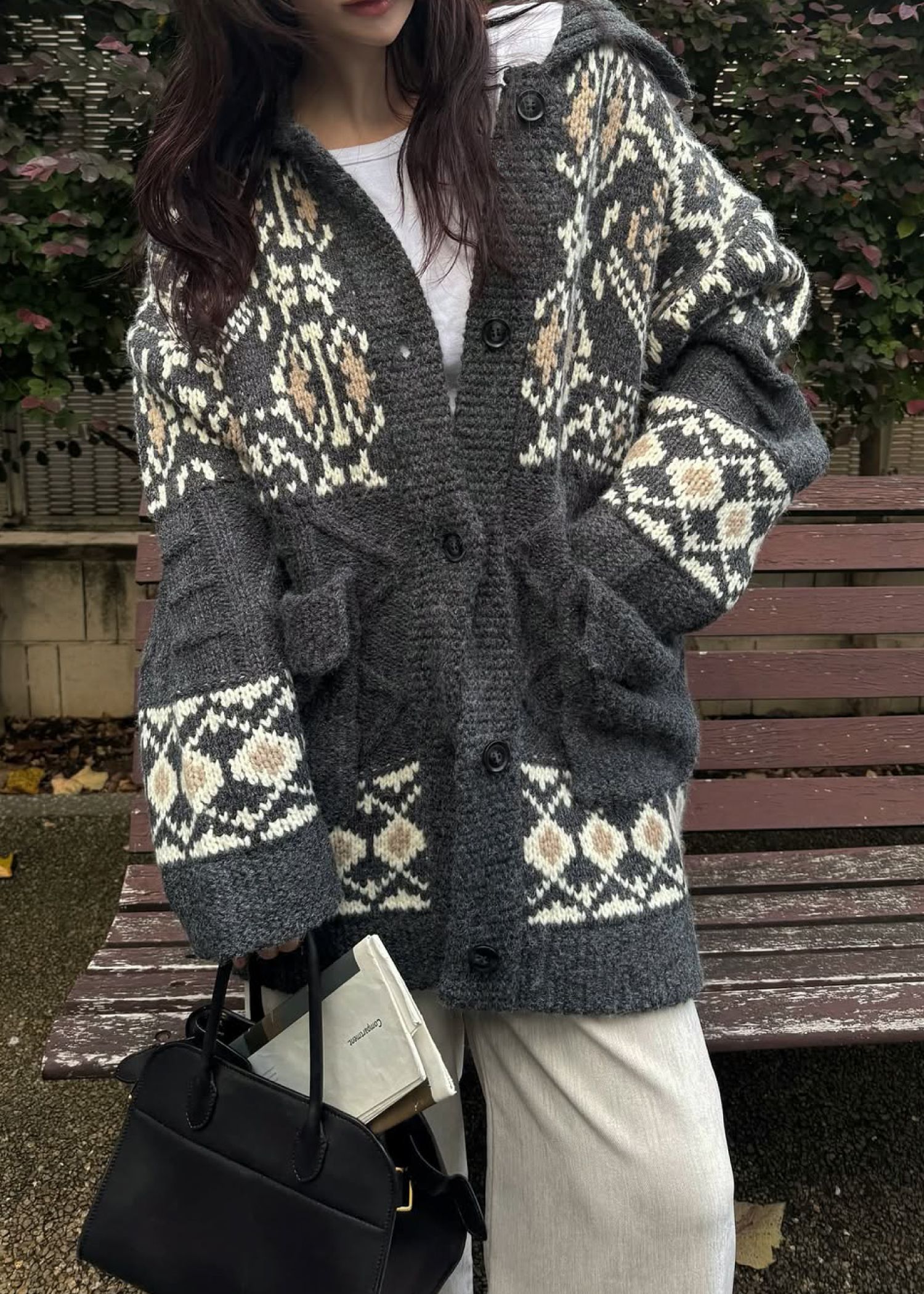 nordic pattern knit cowichan jacket