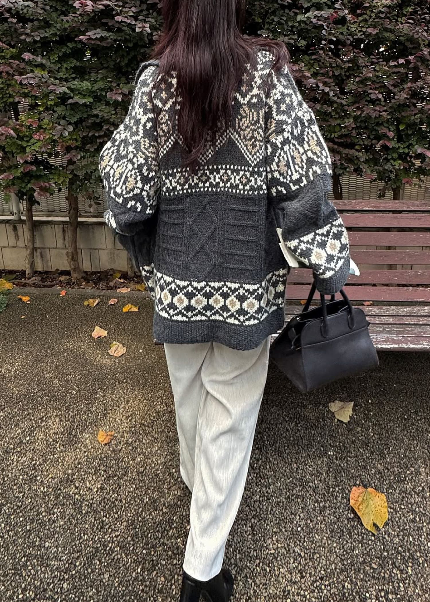 nordic pattern knit cowichan jacket