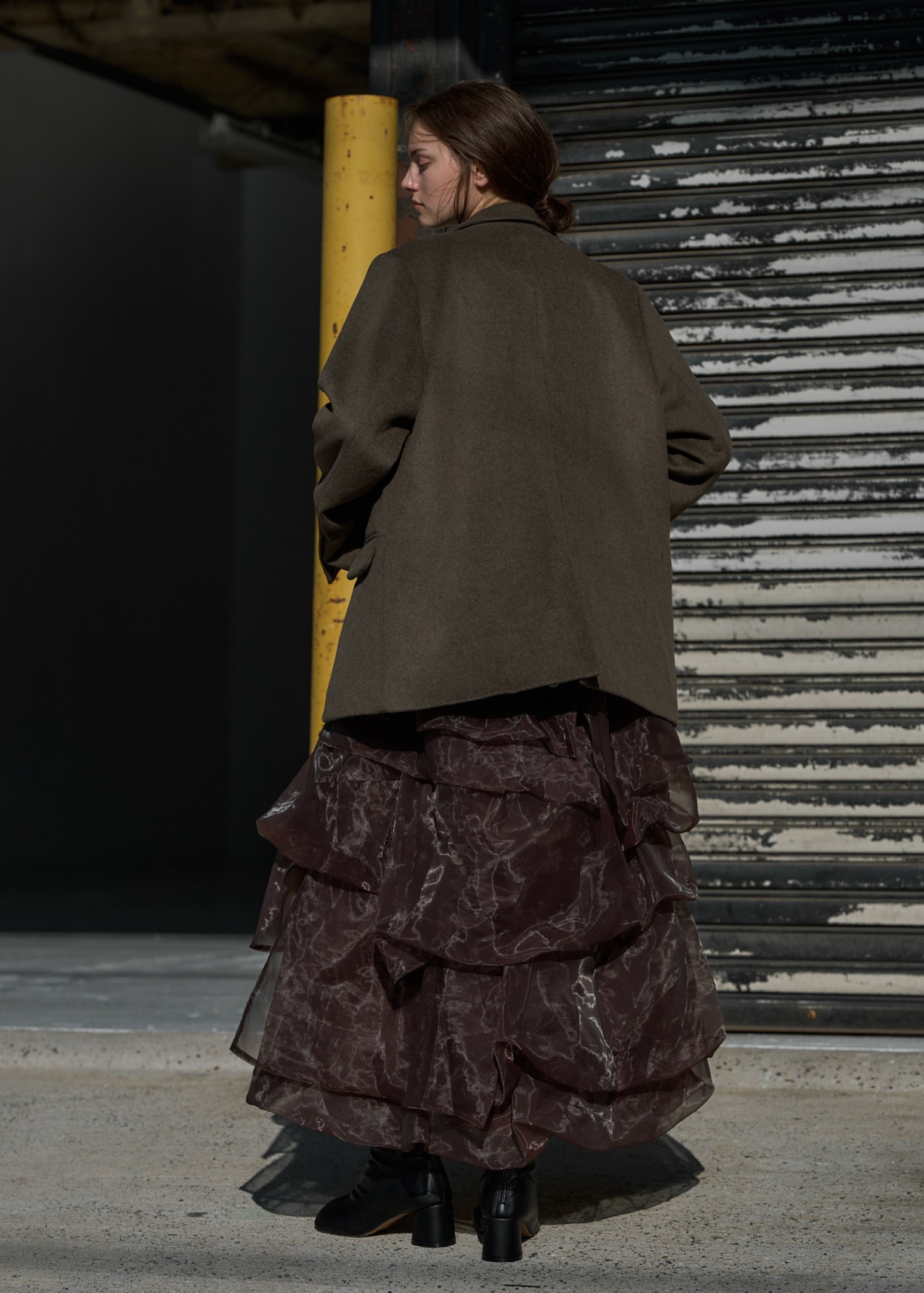 peaked lapel waist tuck oversize JK