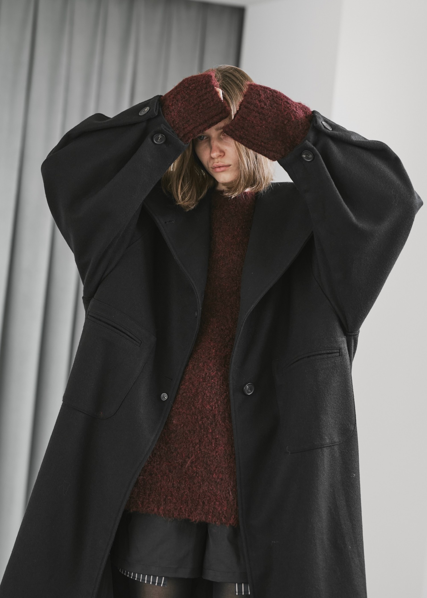 raglan volume sleeve over coat