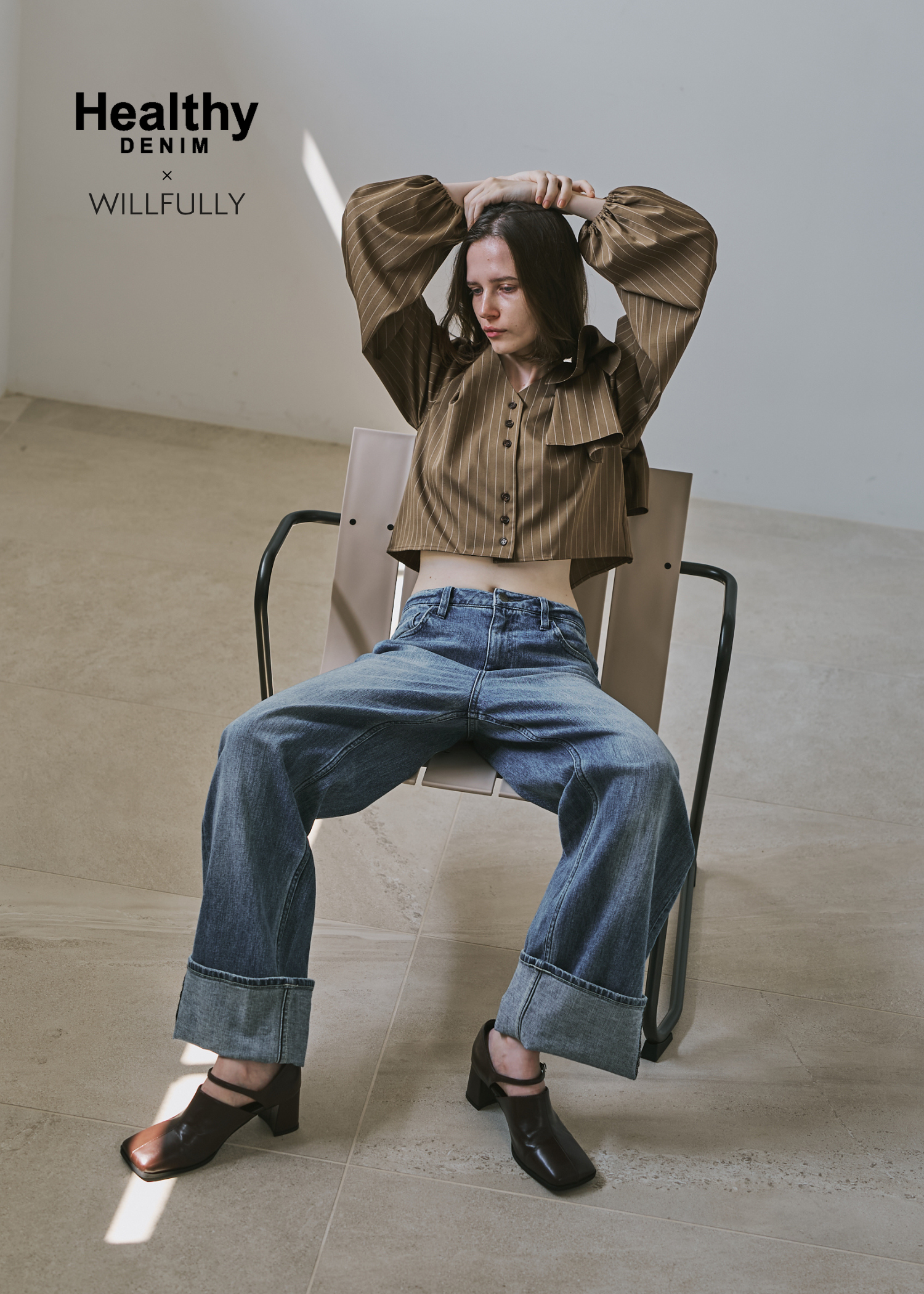 【Healthy DENIM × WILLFULLY】"Chronos" rollup straight denim PT