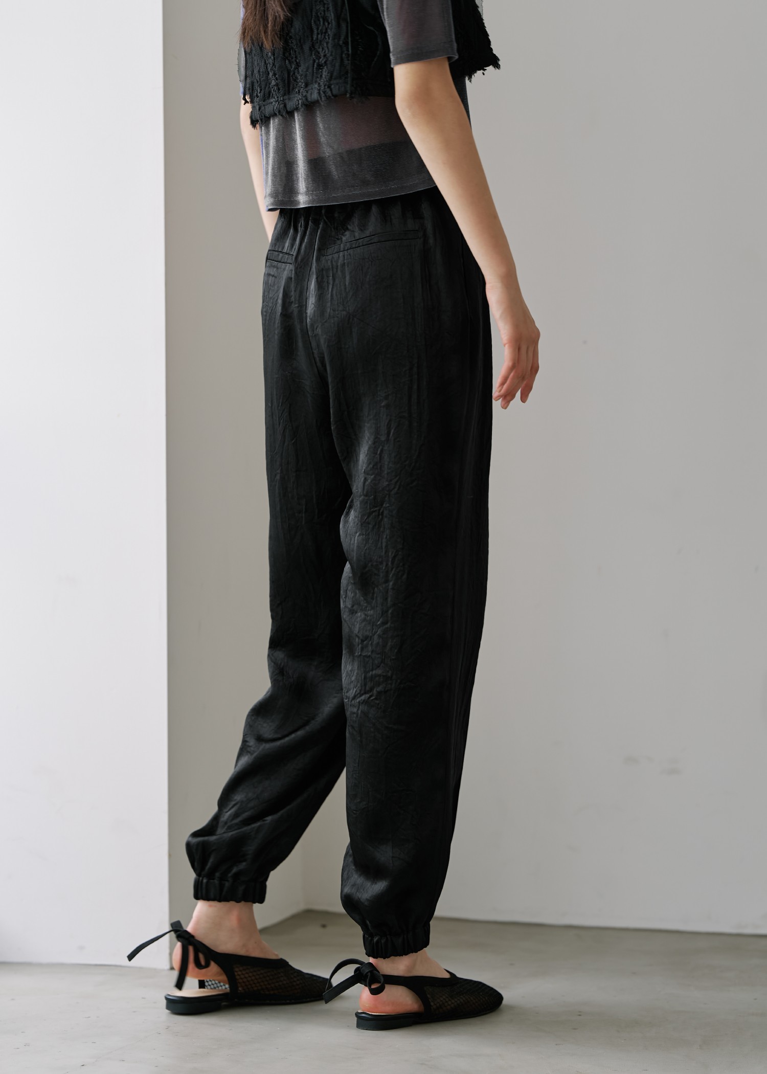 satin waist ribbon elastic shirring PT