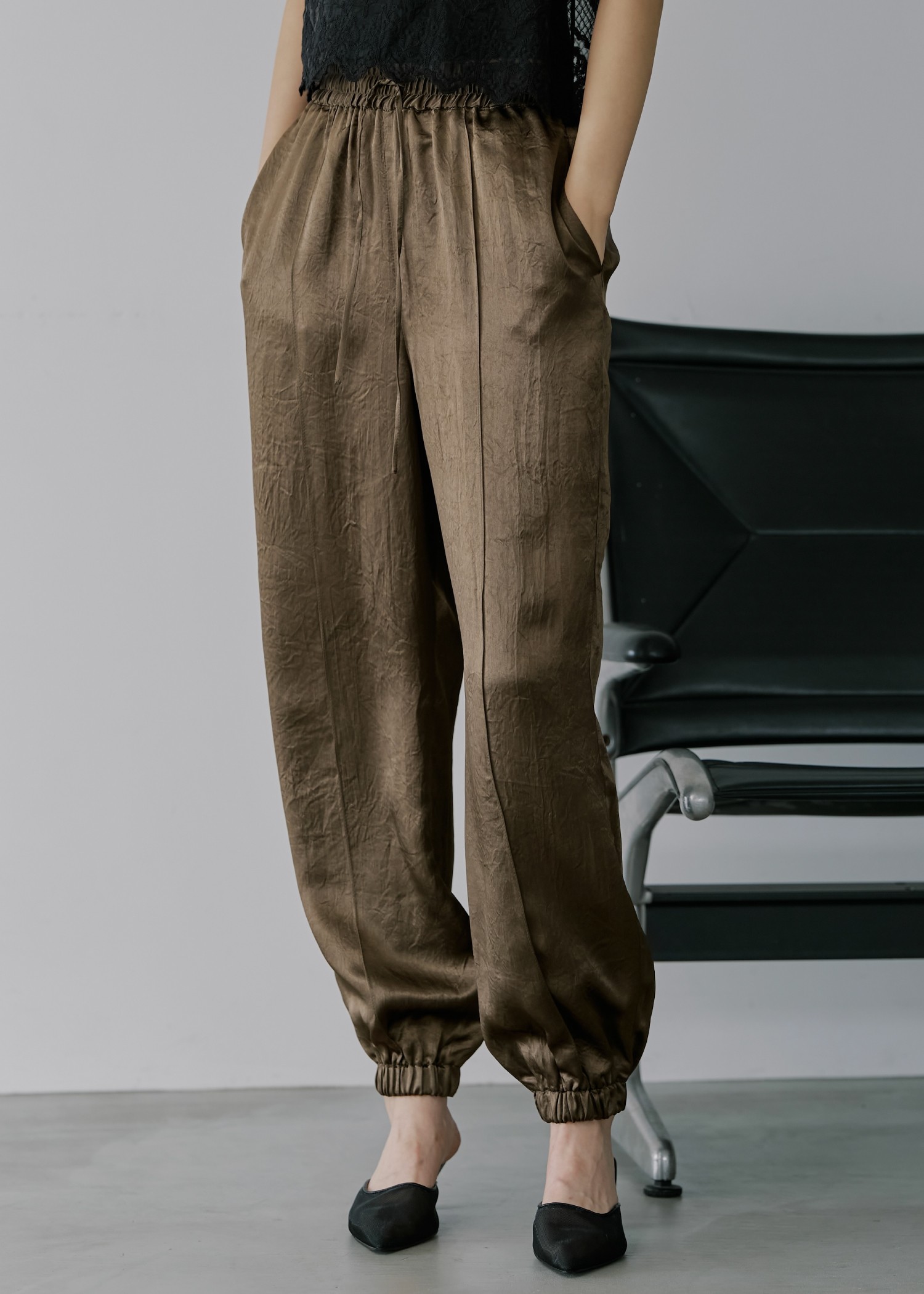 satin waist ribbon elastic shirring PT