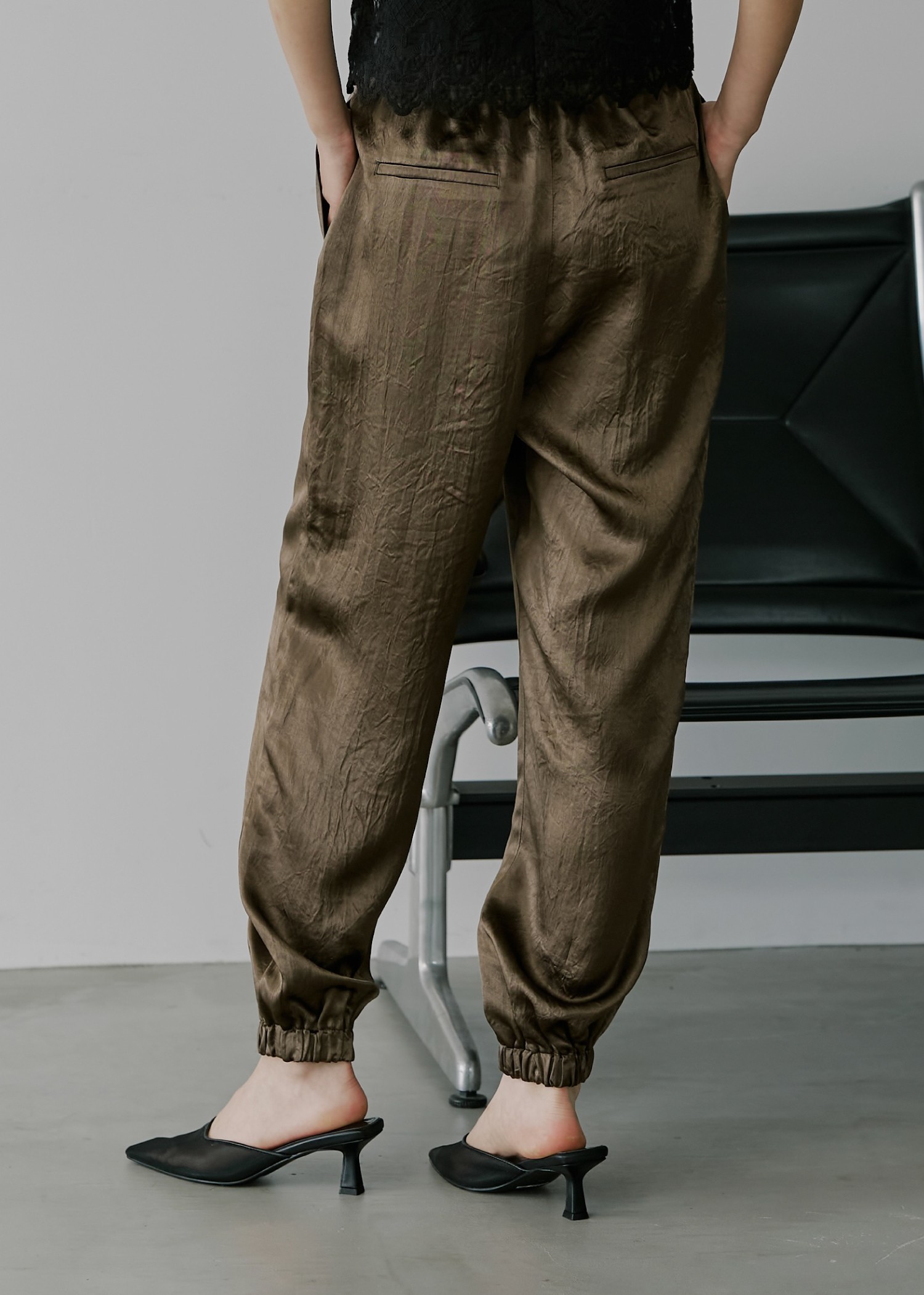 satin waist ribbon elastic shirring PT