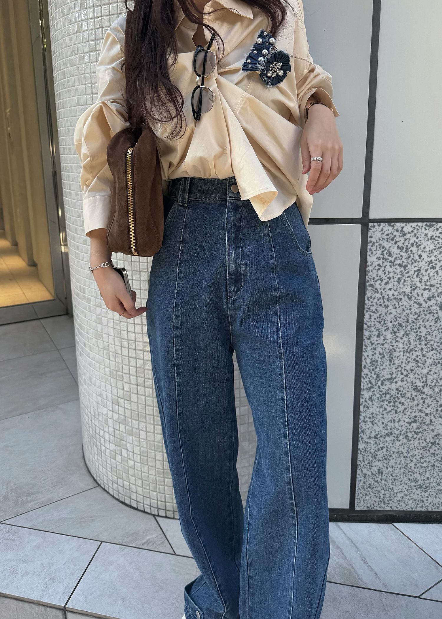 hem adjust center seam broach denim PT