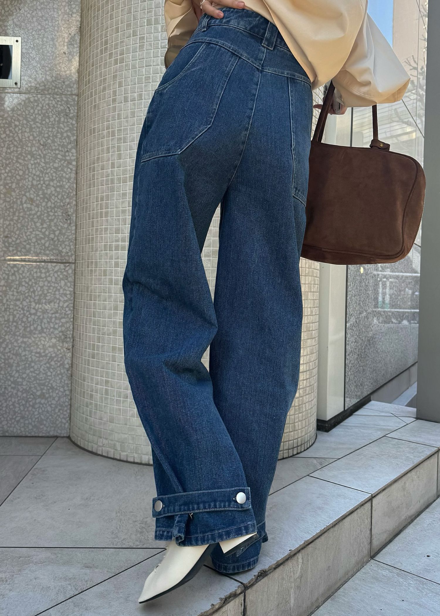 hem adjust center seam broach denim PT