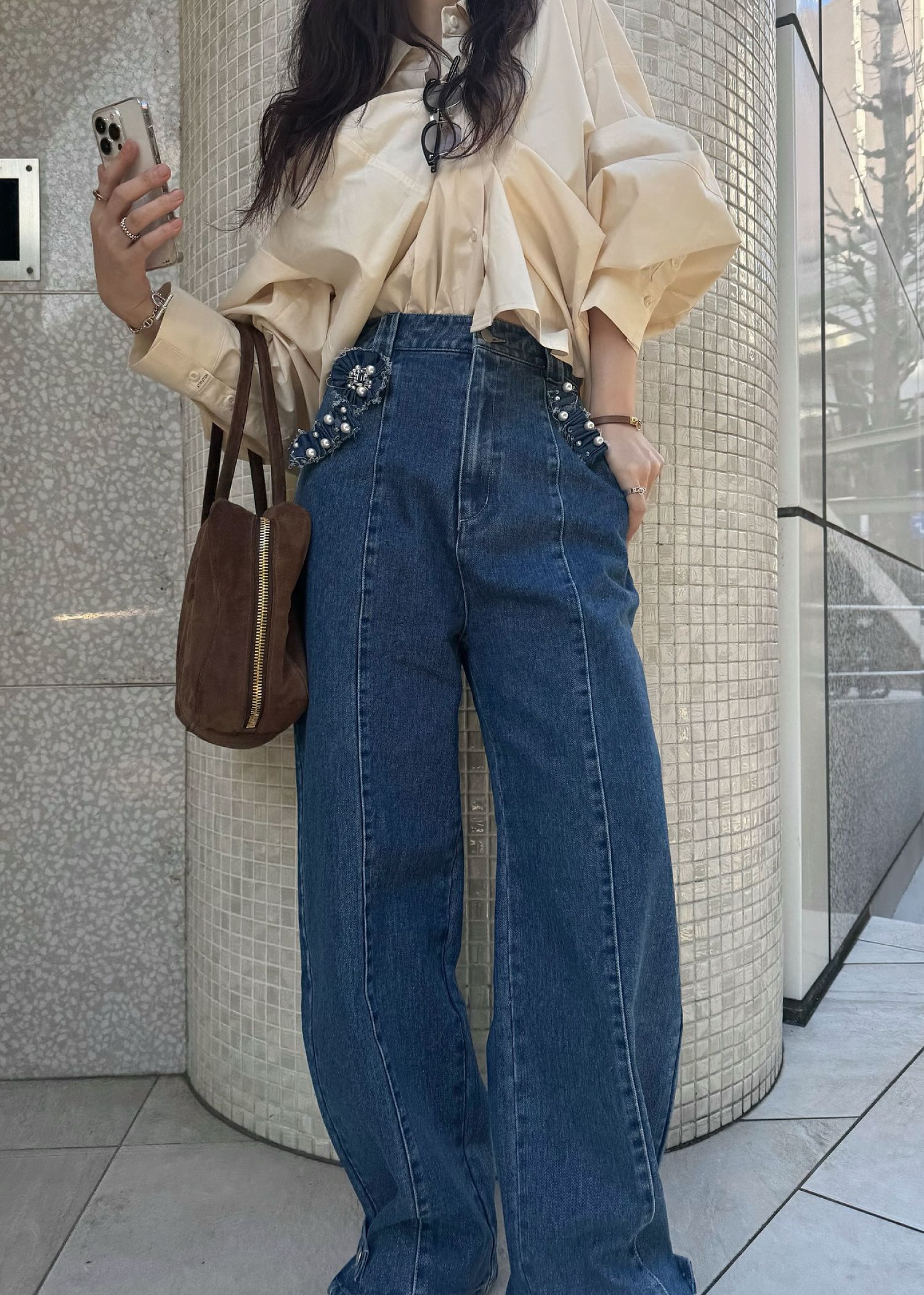 hem adjust center seam broach denim PT