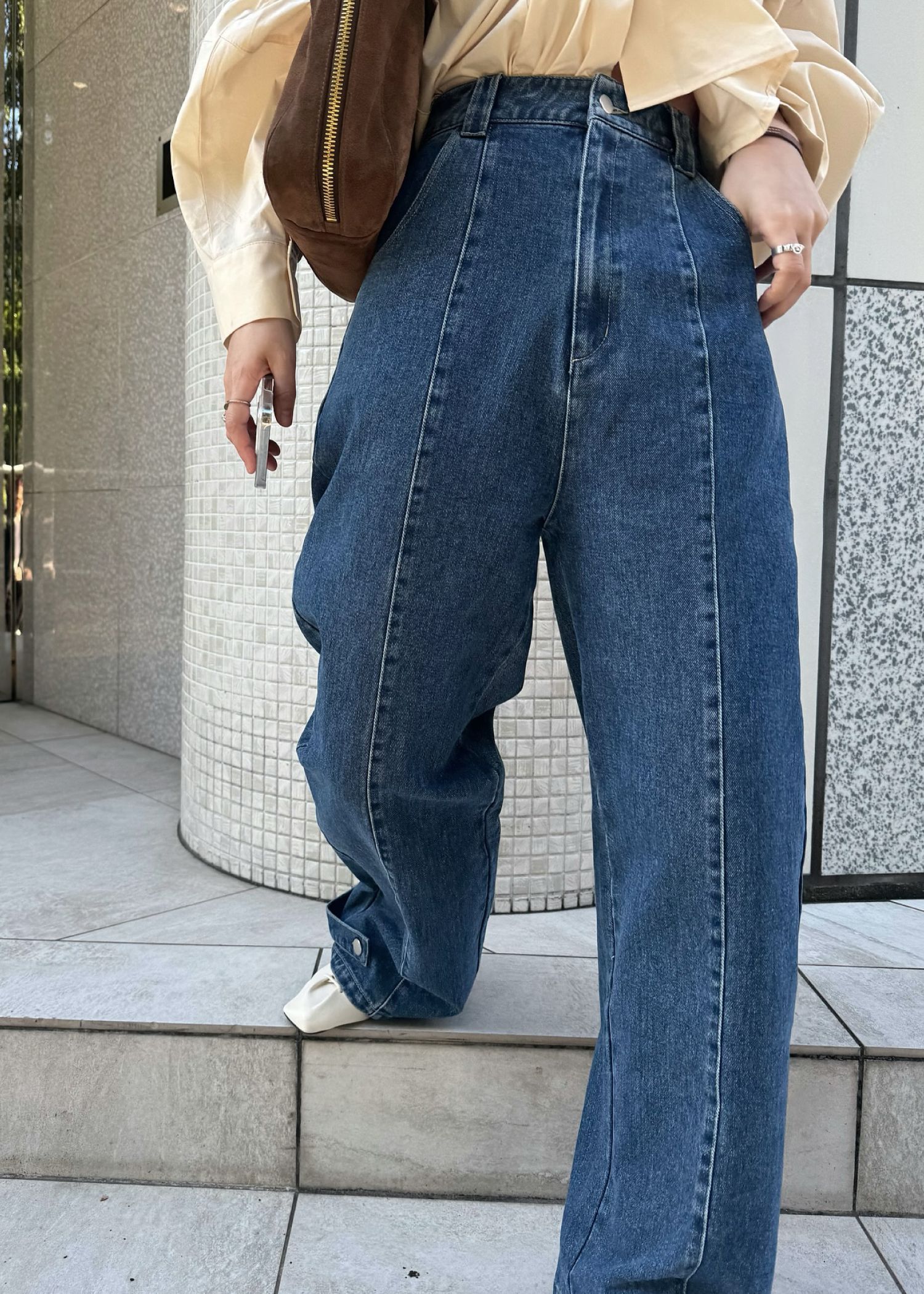 hem adjust center seam broach denim PT