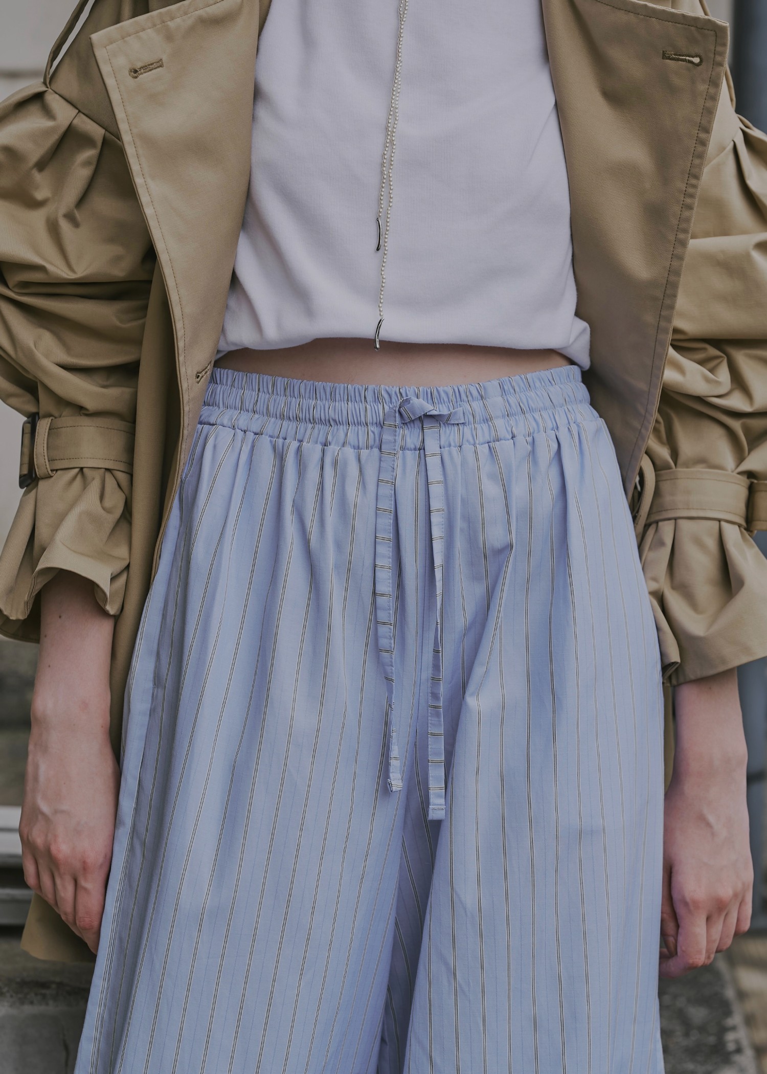 stripe volume wide shirring PT