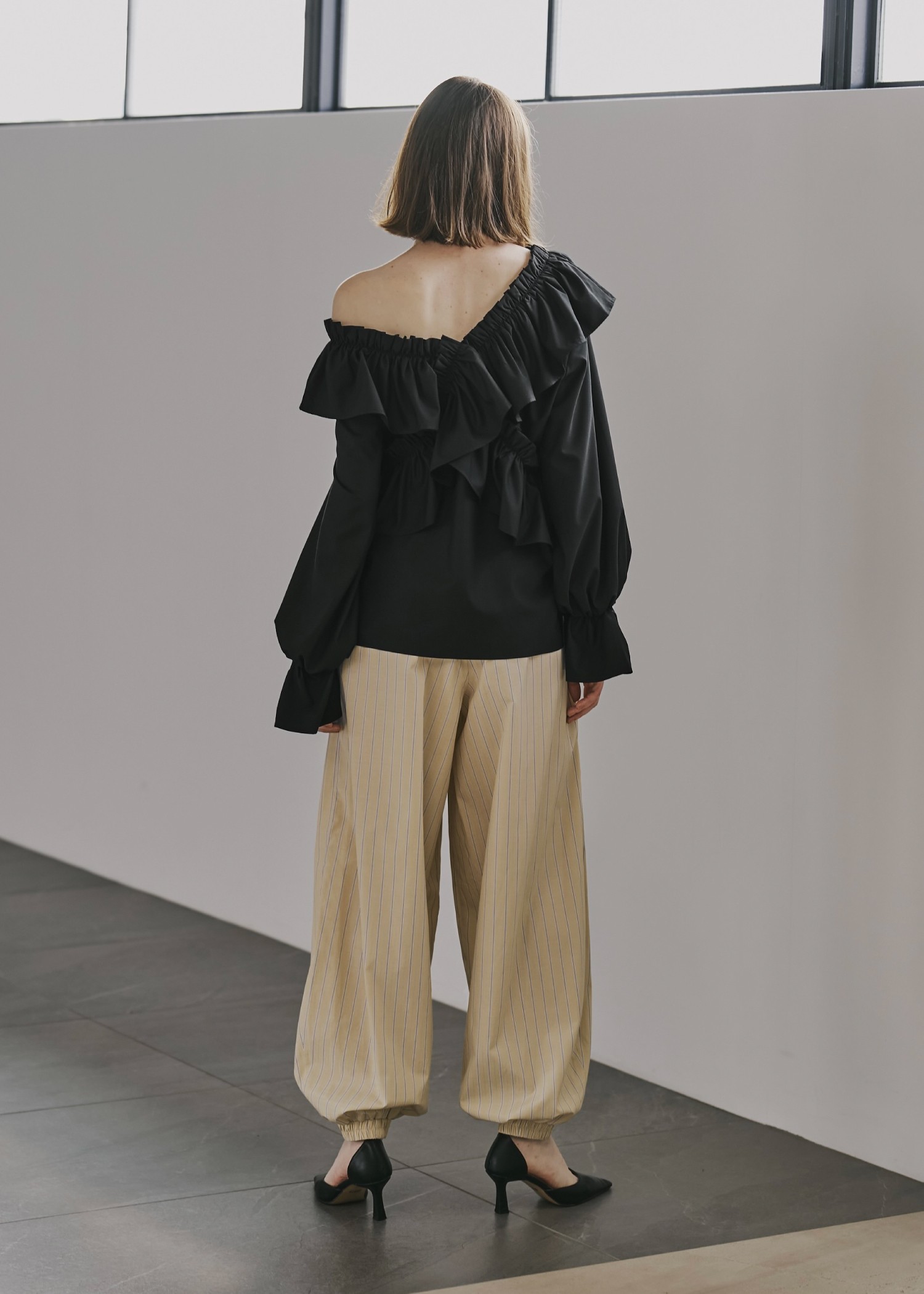 stripe volume wide shirring PT