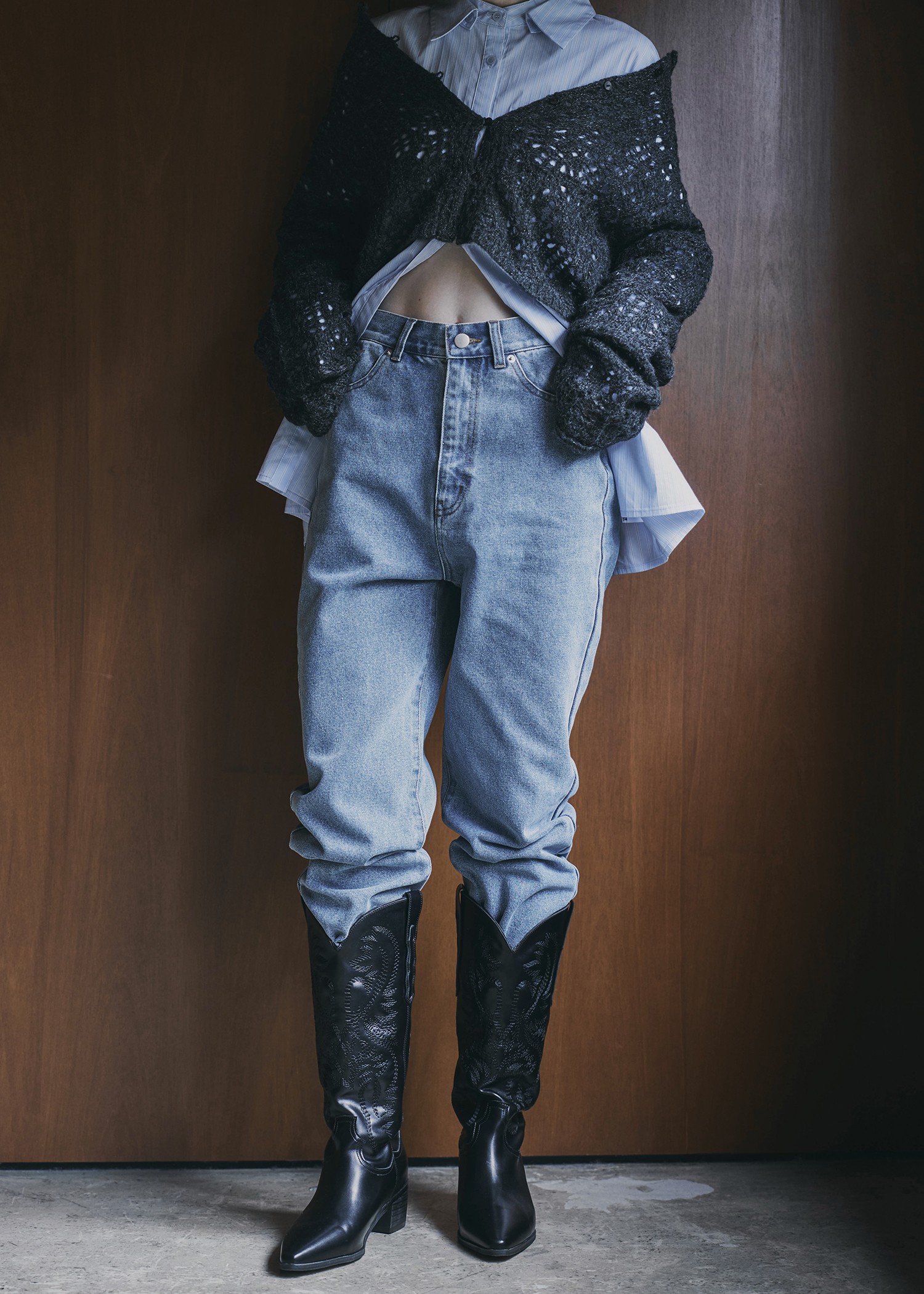 elastic waist more high denim PT